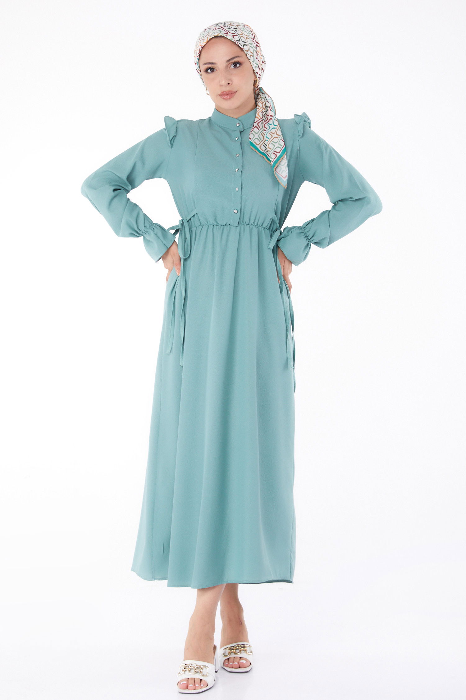 Fırfırlı Elbise Mint - 13269 - 1