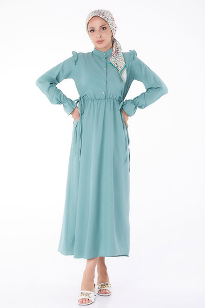 Fırfırlı Elbise Mint - 13269 