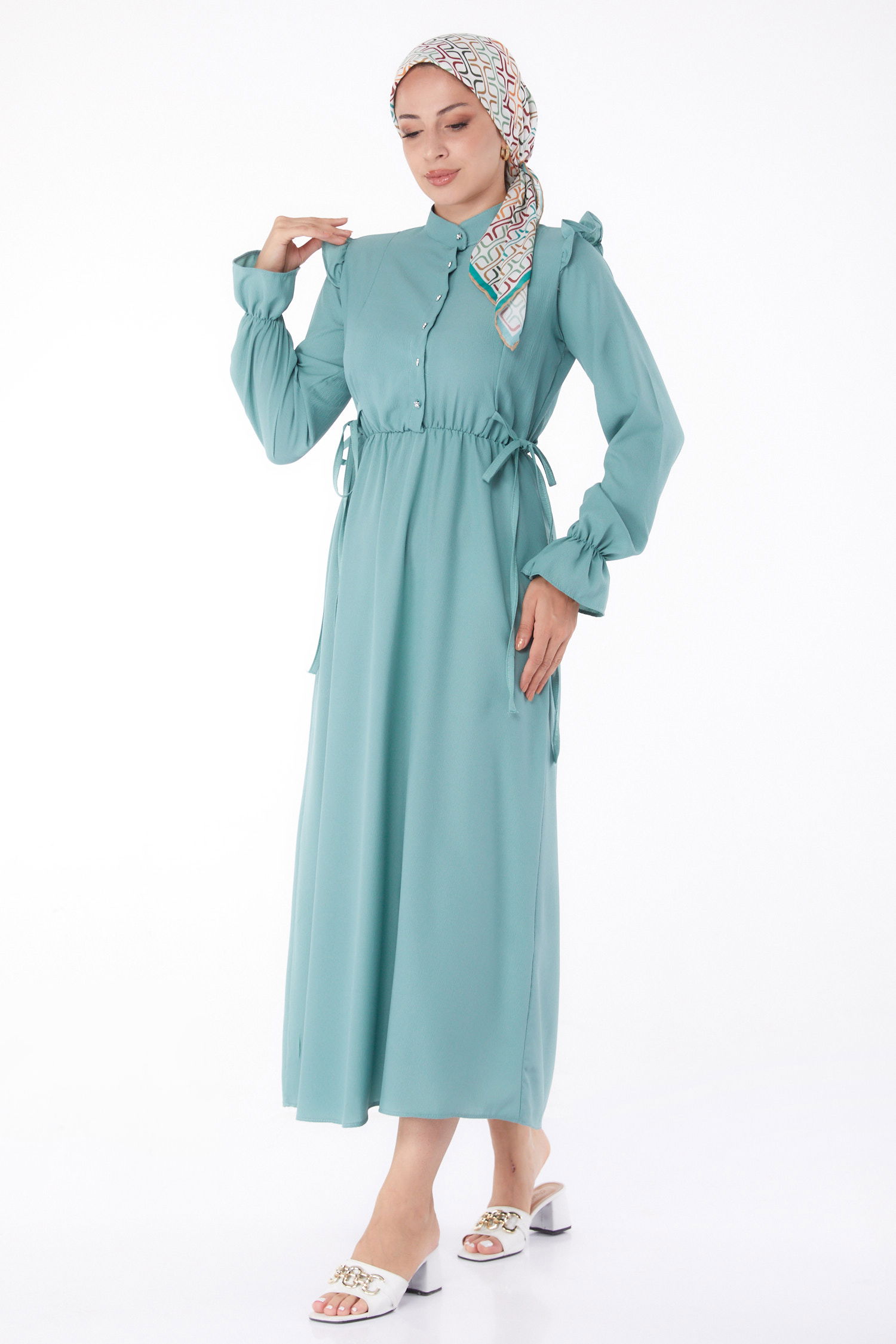 Fırfırlı Elbise Mint - 13269 - 2