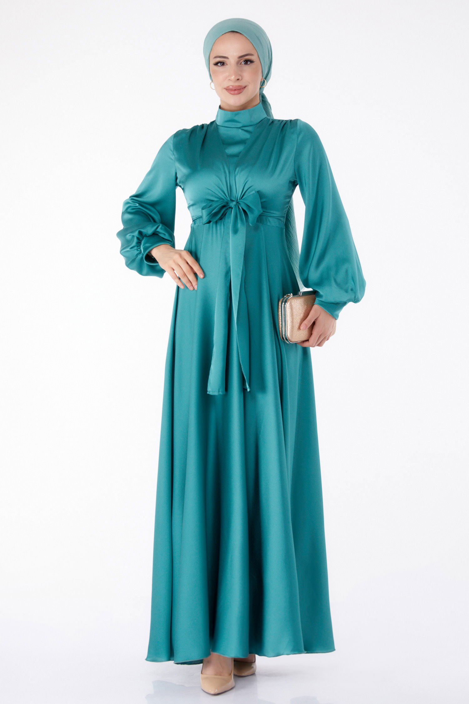 Önden Bağlamalı Abiye Elbise Mint - 25342 - 2
