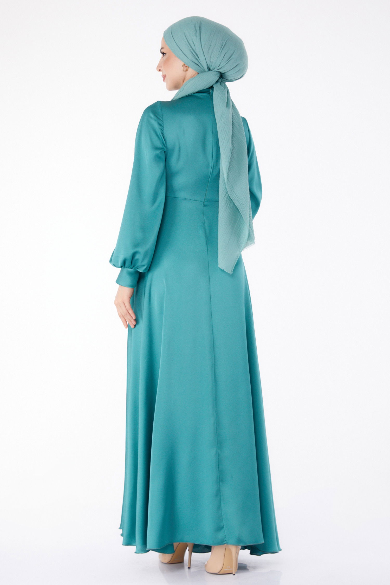 Önden Bağlamalı Abiye Elbise Mint - 25342 - 5