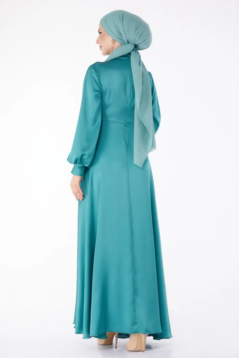 Önden Bağlamalı Abiye Elbise Mint - 25342 - TOFİSA