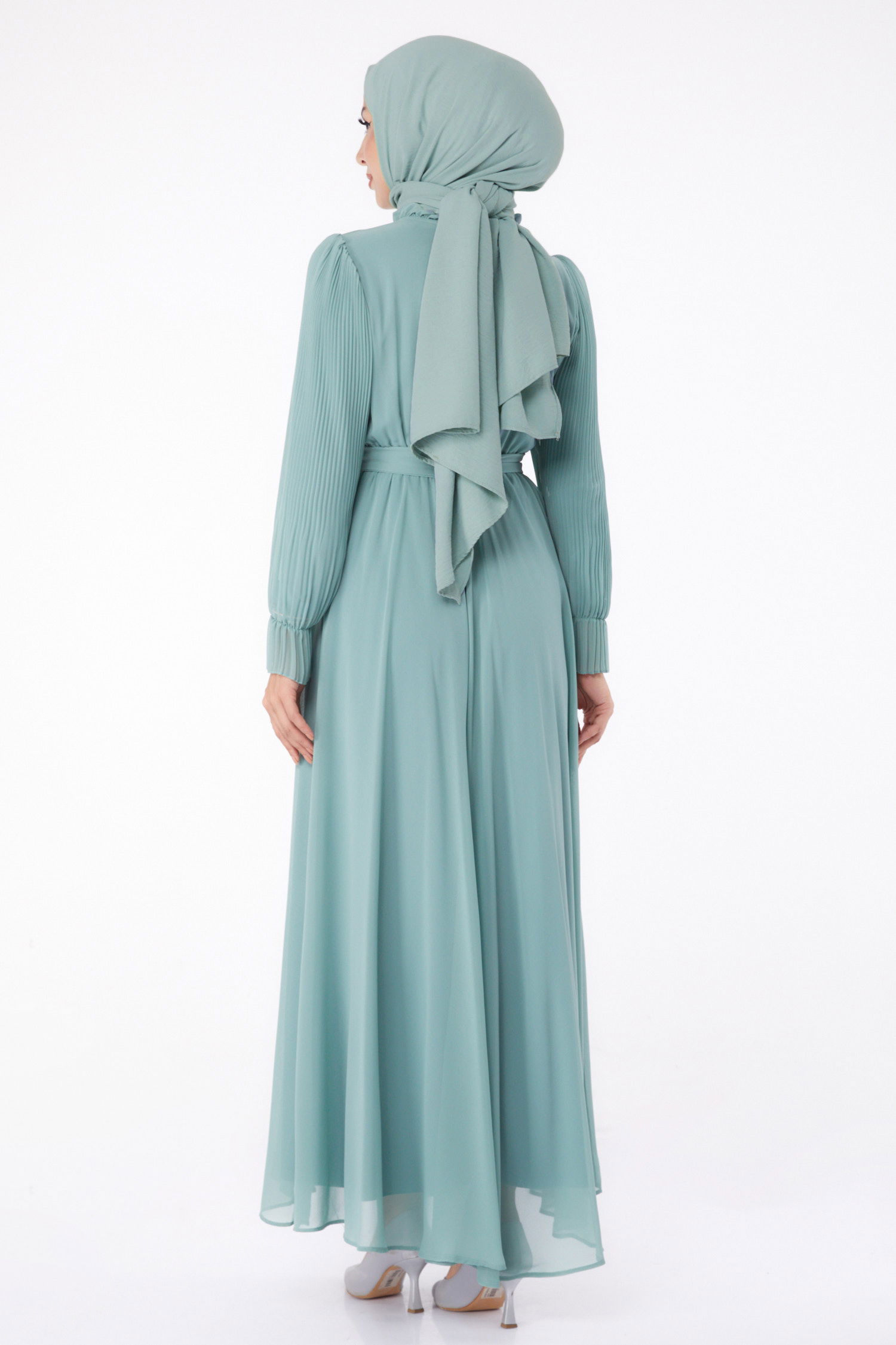 Taşlı Şifon Elbise Mint - 26256 - 5