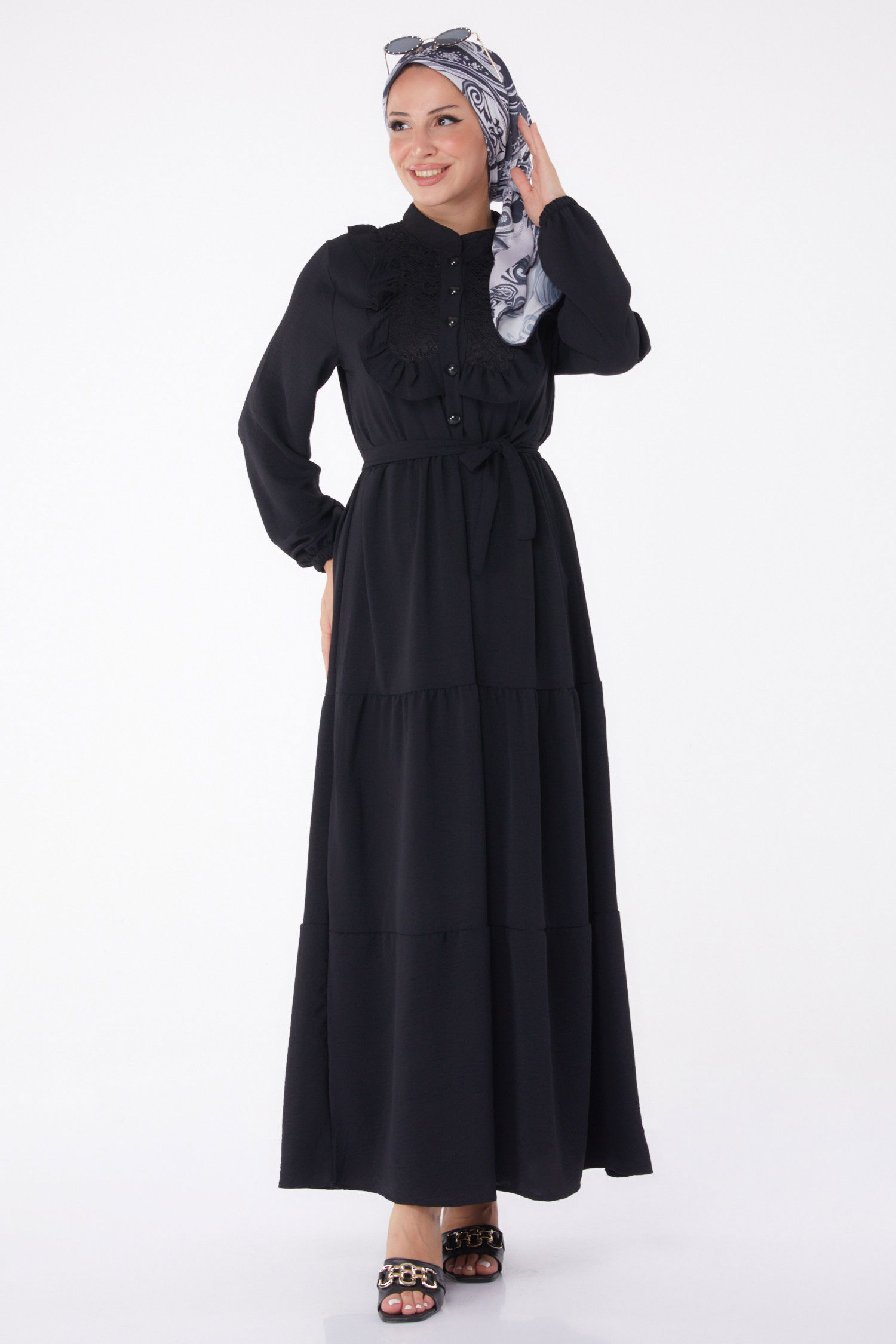 Dantelli Elbise Siyah - 25999 - 1