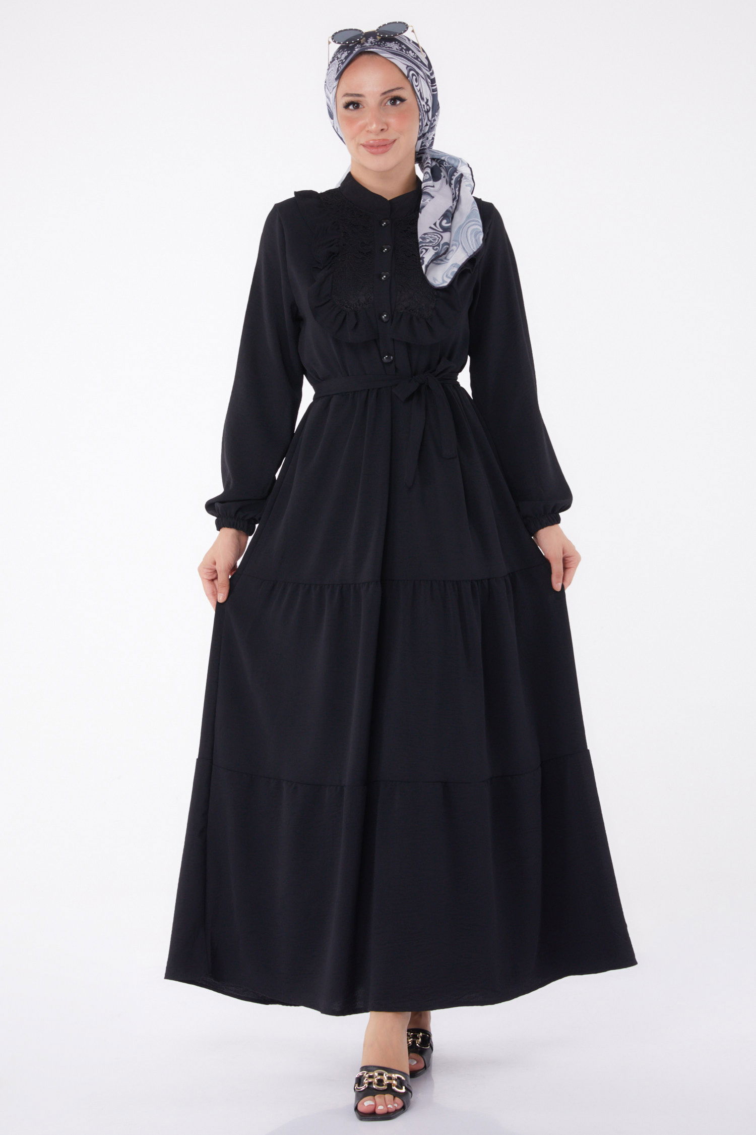 Dantelli Elbise Siyah - 25999 - 2