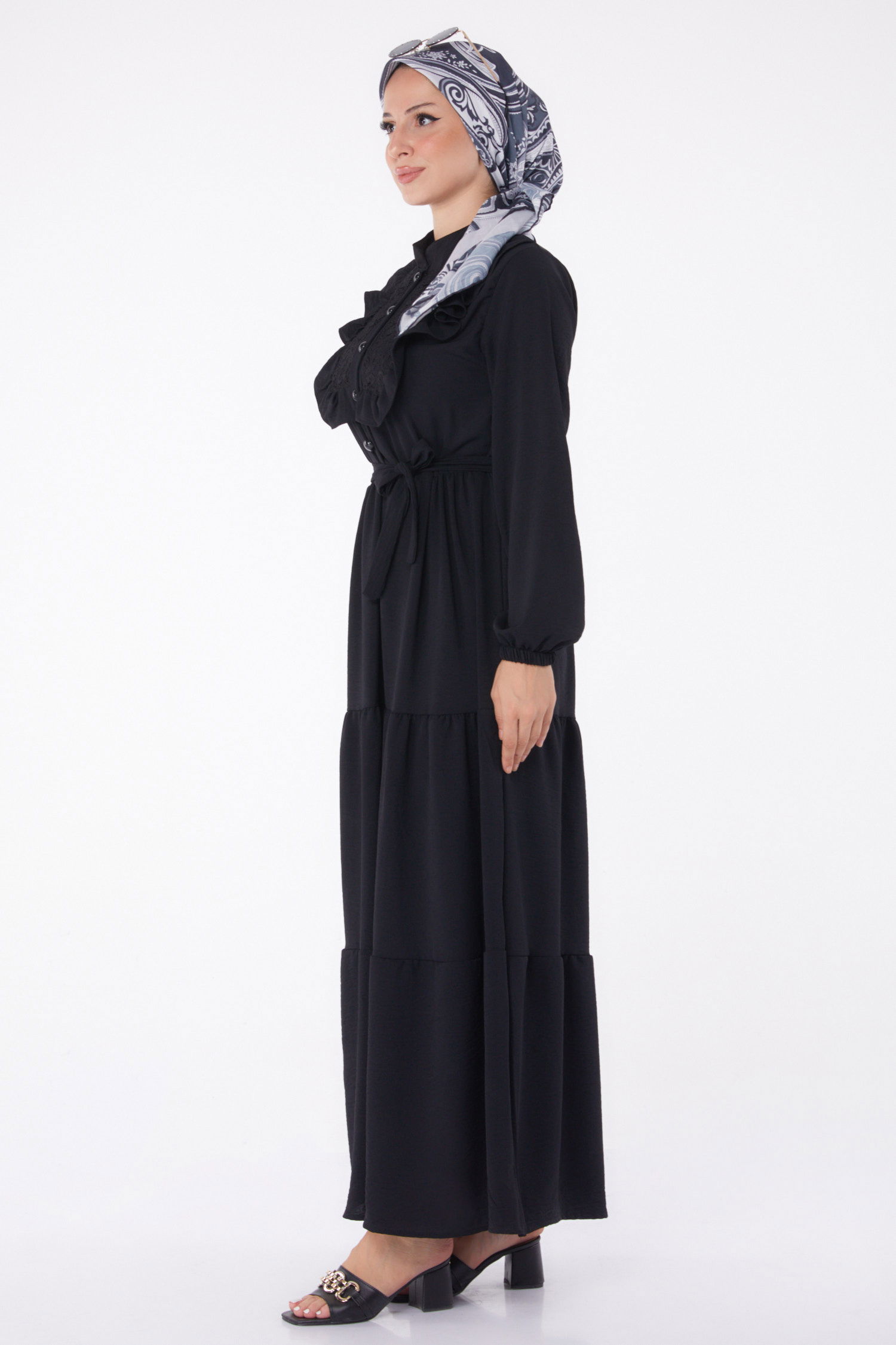 Dantelli Elbise Siyah - 25999 - 4