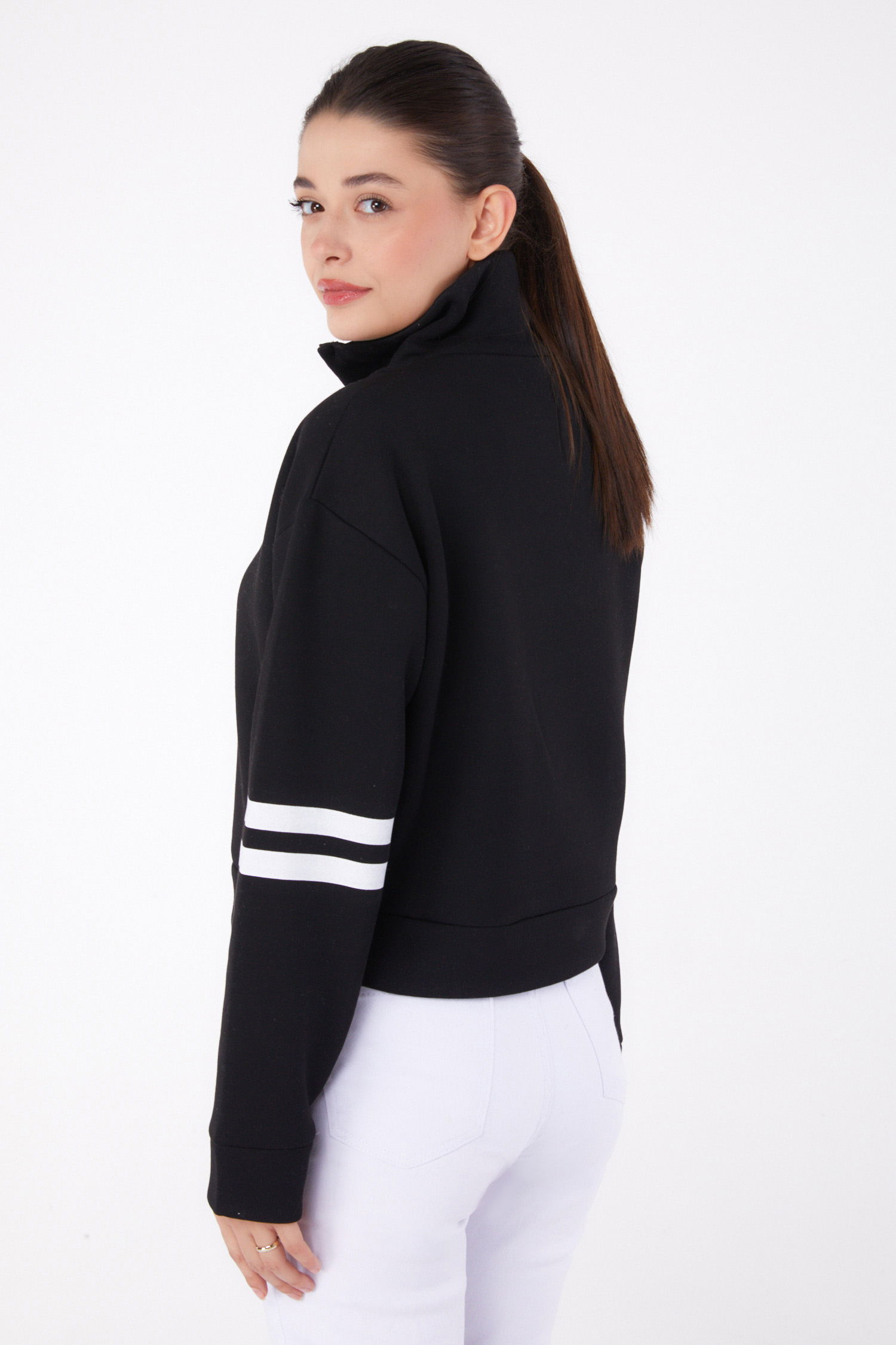 Fermuarlı sweatshirt Siyah - 26381 - 4