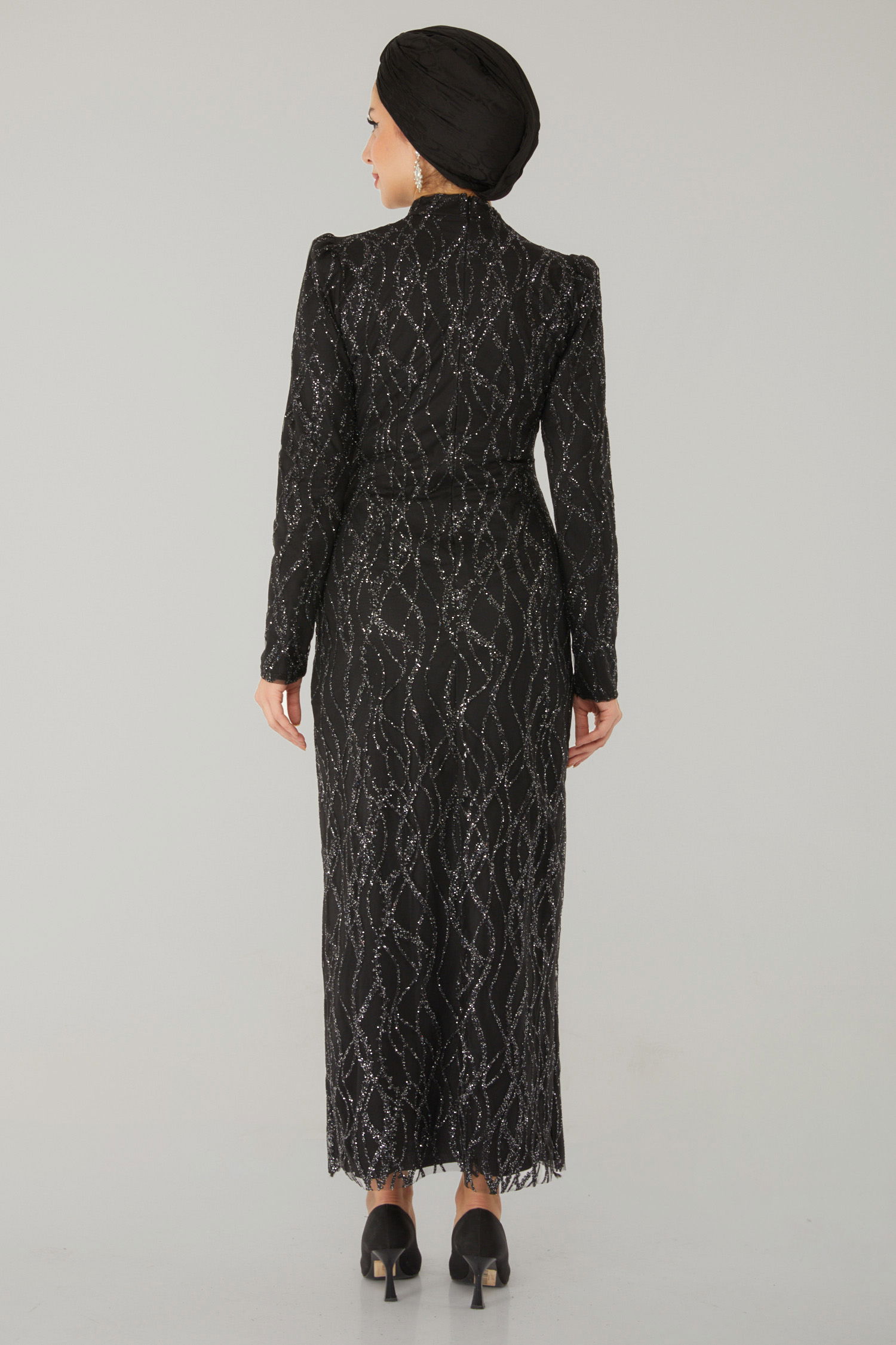 Işıltılı Abiye Elbise Siyah - 26521 - 5