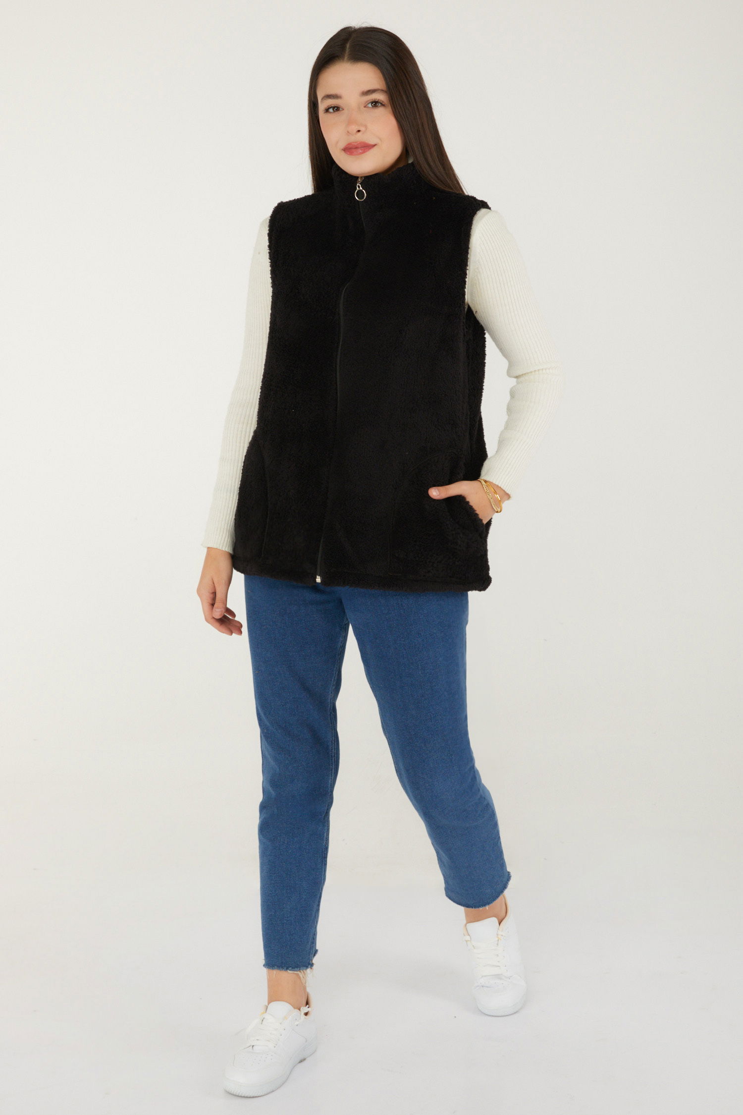 Peluş Yelek Siyah - 13356 - 4