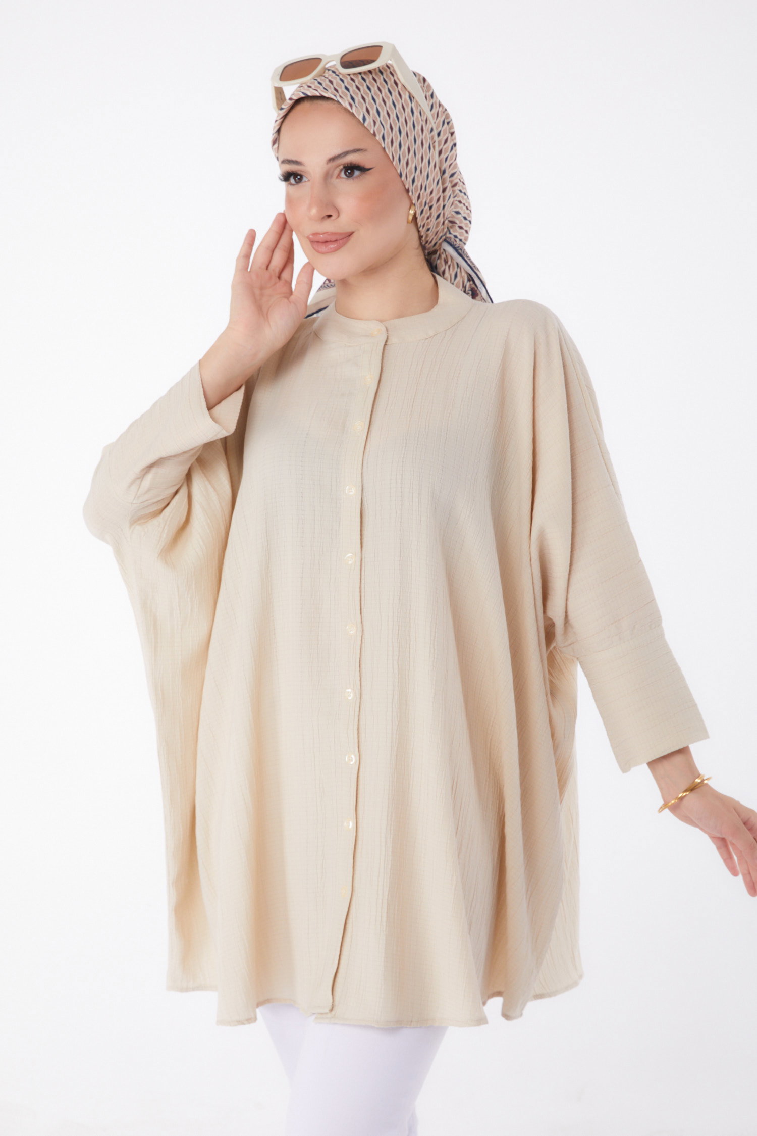 Düz Hakim Yaka Kadın Taş Salaş Tunik - 26001 - 2