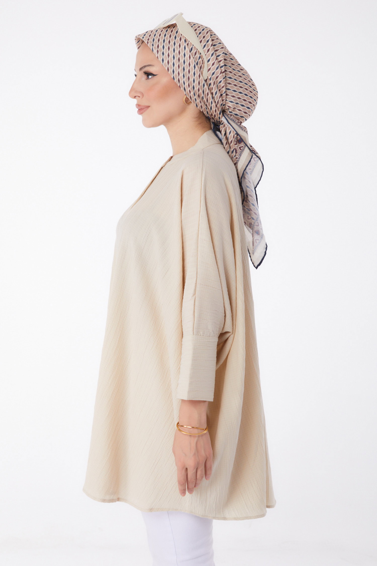 Düz Hakim Yaka Kadın Taş Salaş Tunik - 26001 - 4