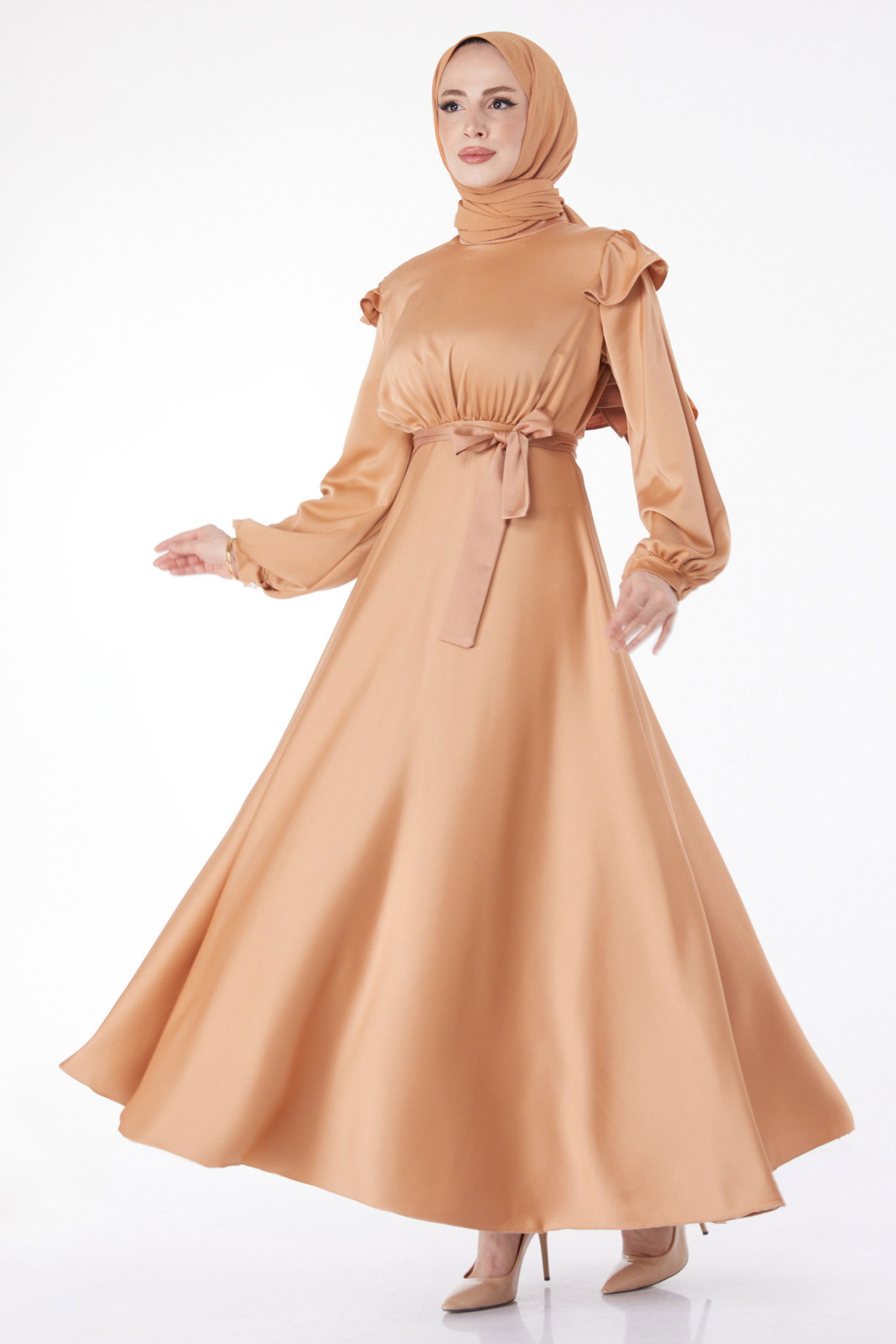 Prenses Kol Abiye Elbise Vizon - 24887 - 2