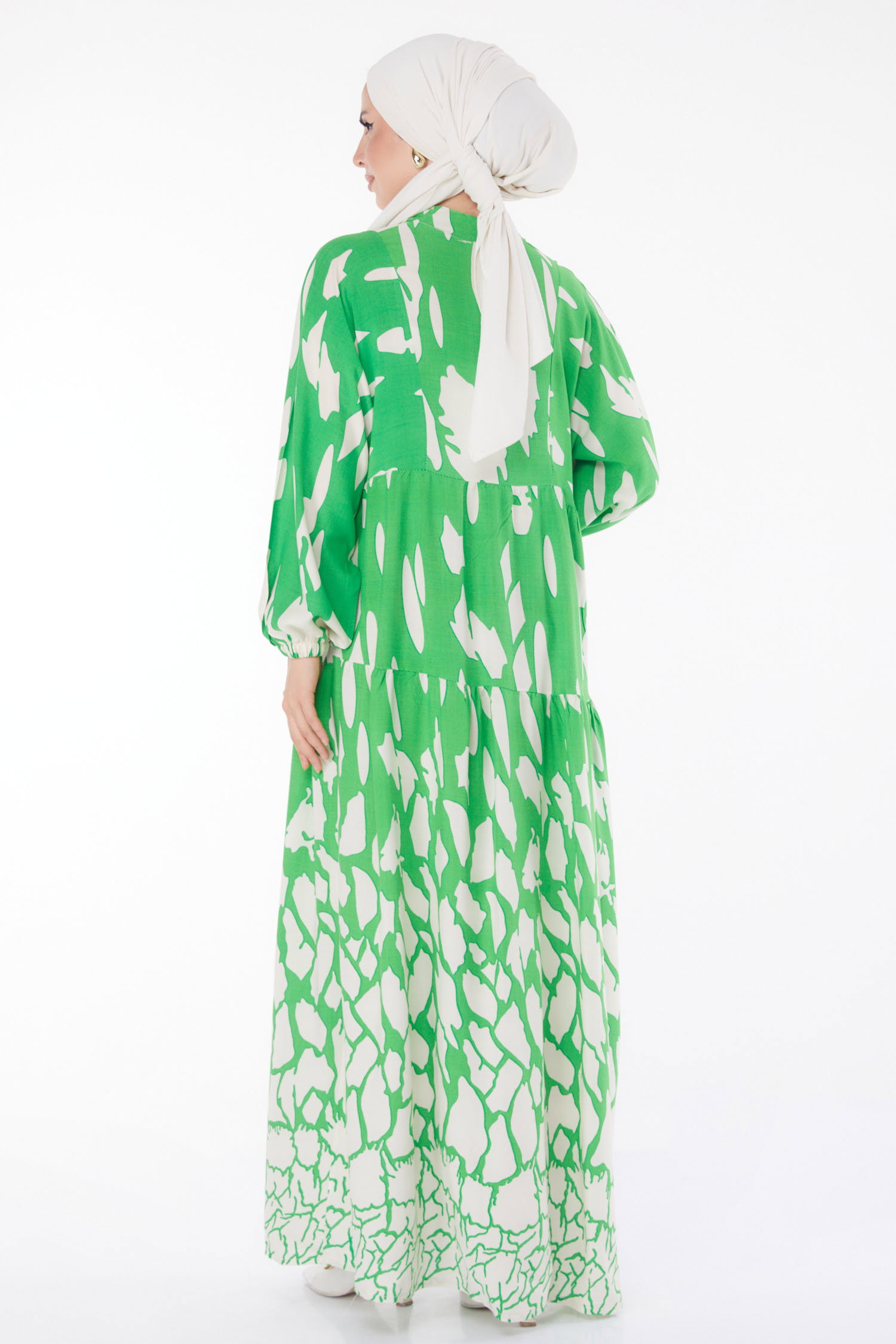 Desenli Elbise Yesil - 25748 - 5