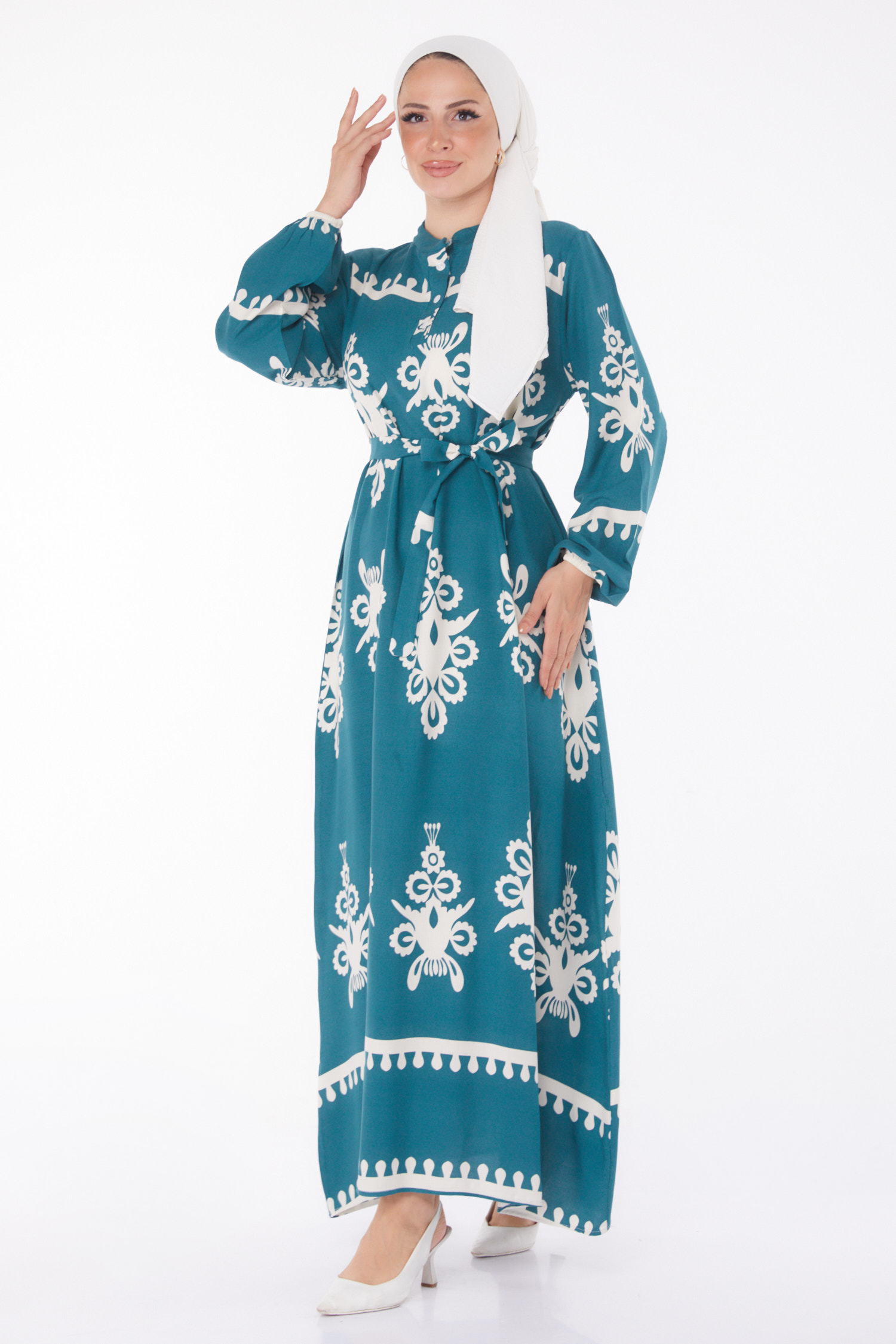 Desenli Renkli Elbise Zumrut - 24989 - 3