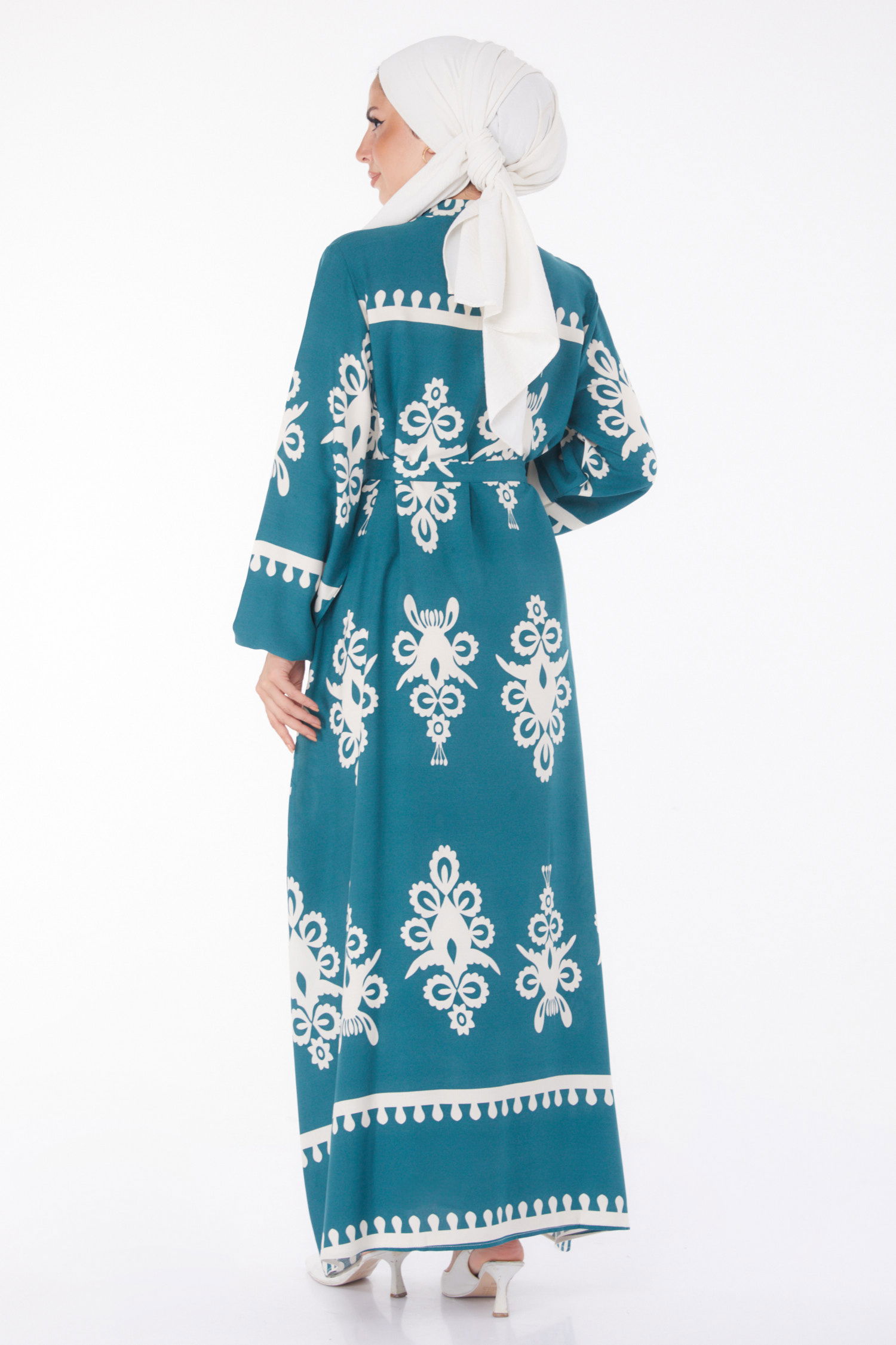Desenli Renkli Elbise Zumrut - 24989 - 5