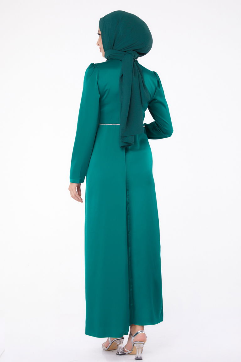 Taşlı Abiye Elbise Zümrüt - 26206 - TOFİSA