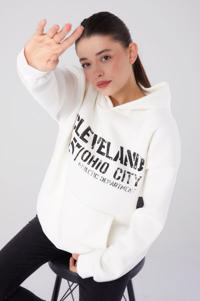 Baskılı Sweatshirt Beyaz - 26383 