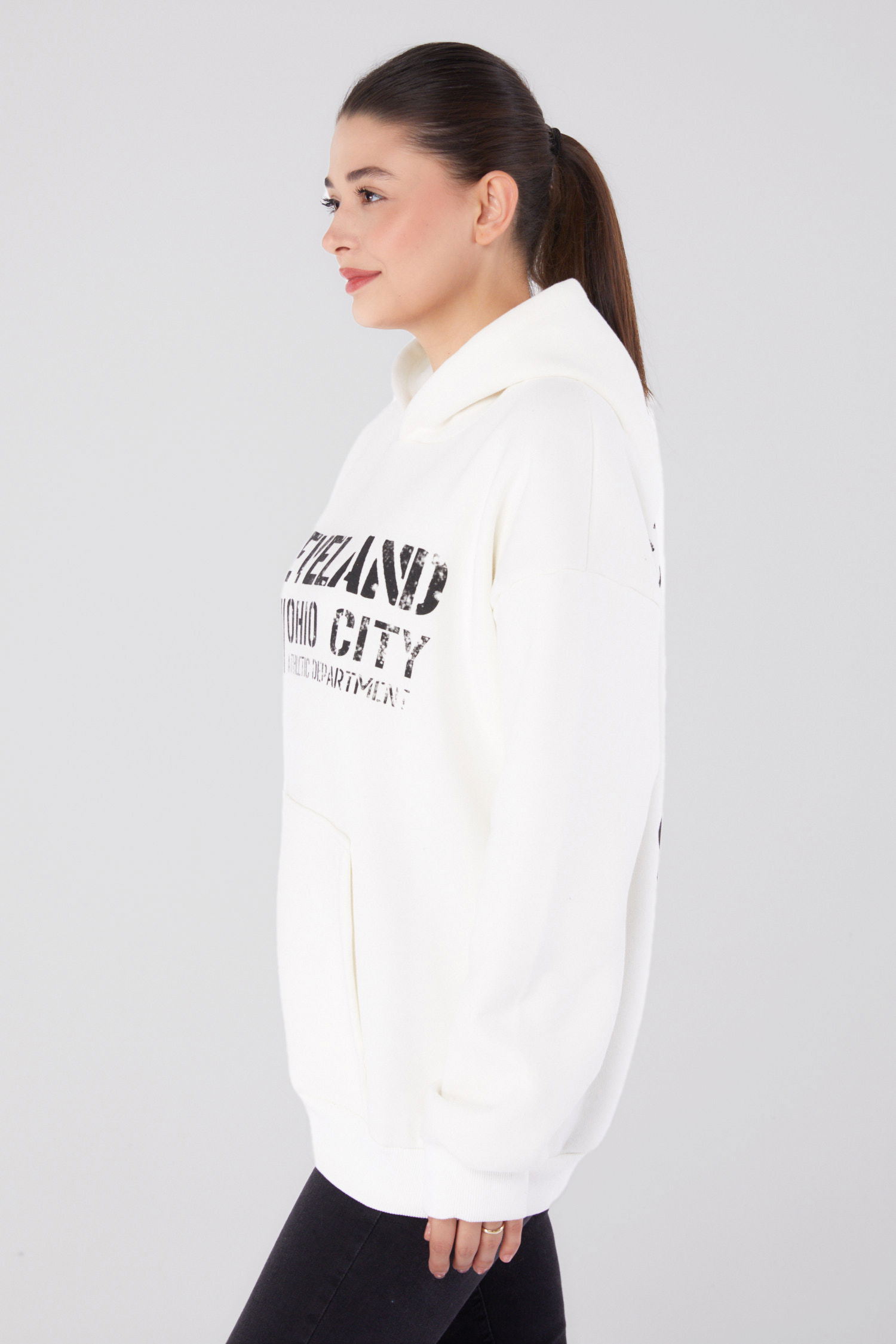 Baskılı Sweatshirt Beyaz - 26383 - 4