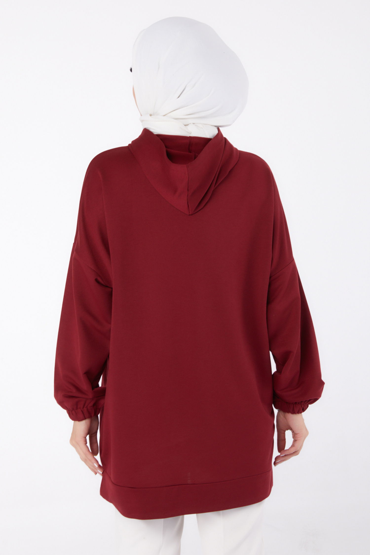 Baskılı Sweatshirt Bordo - 13329 - 4