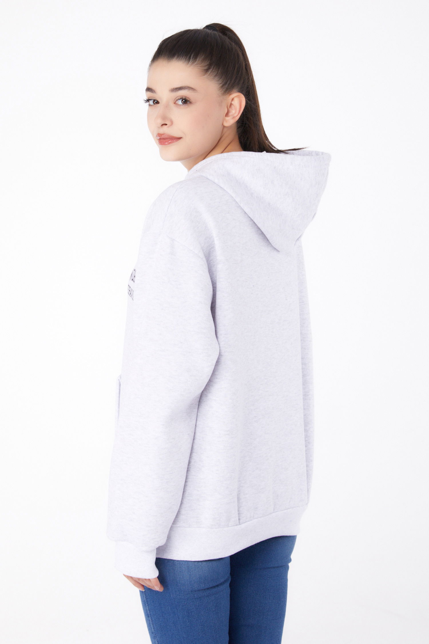 Baskılı Sweatshirt Gri - 26279 - 5