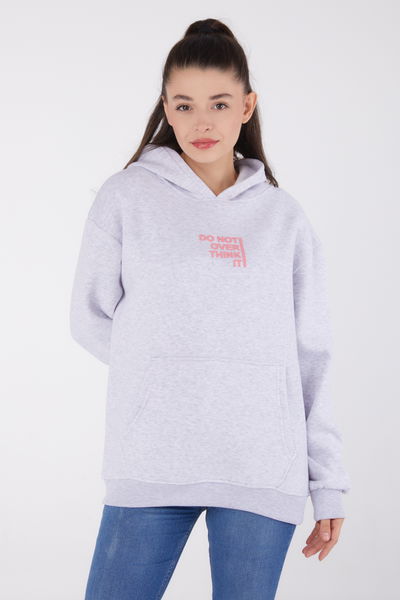 Baskılı Sweatshirt Gri - 26474 