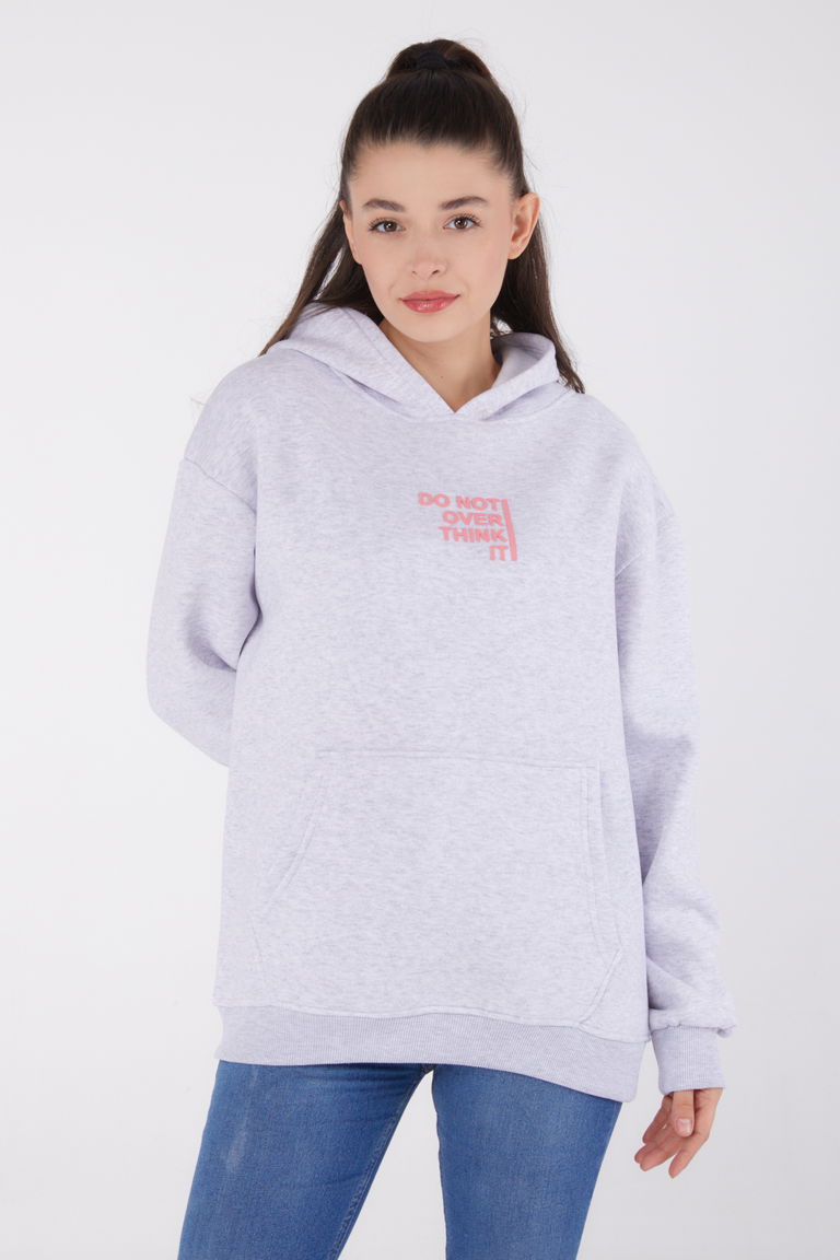 Baskılı Sweatshirt Gri - 26474 - TOFİSA