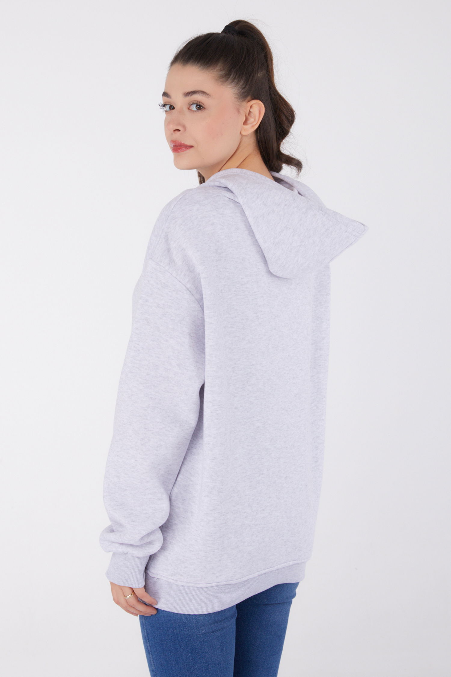 Baskılı Sweatshirt Gri - 26474 - 4