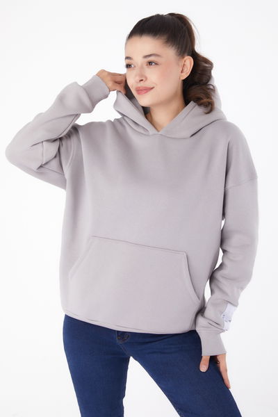 Kapşonlu Sweat Gri - 26219 