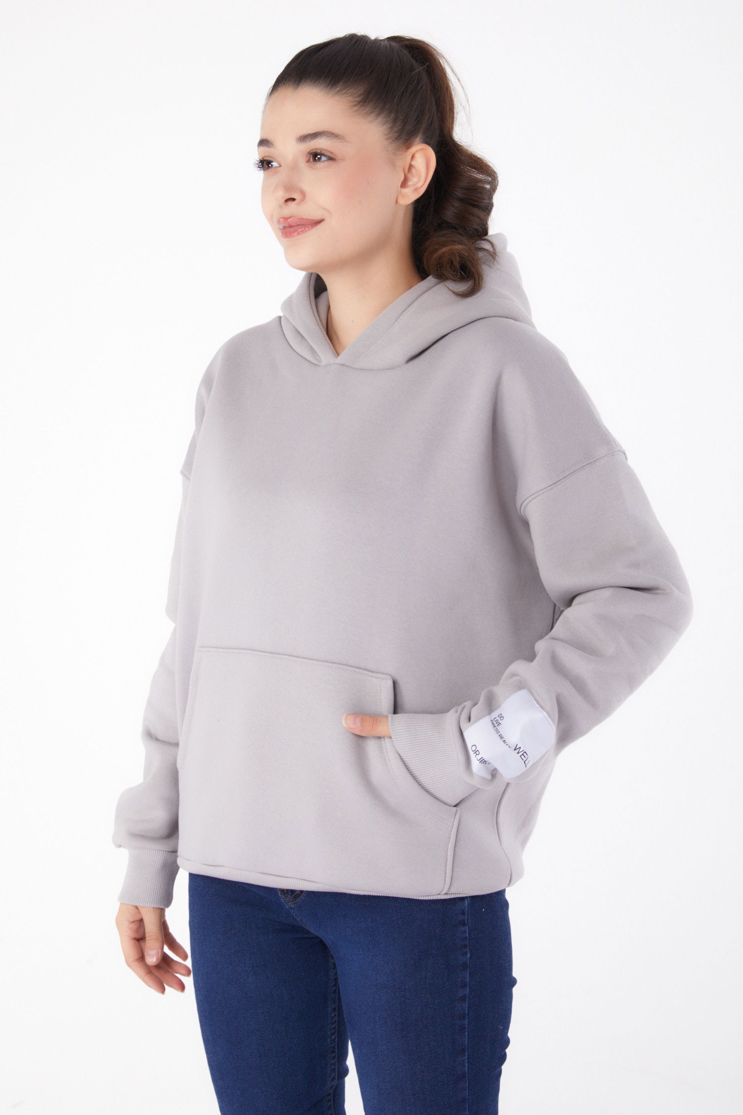 Kapşonlu Sweat Gri - 26219 - 2