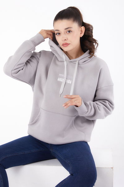 Kapşonlu Sweat Gri - 26220 
