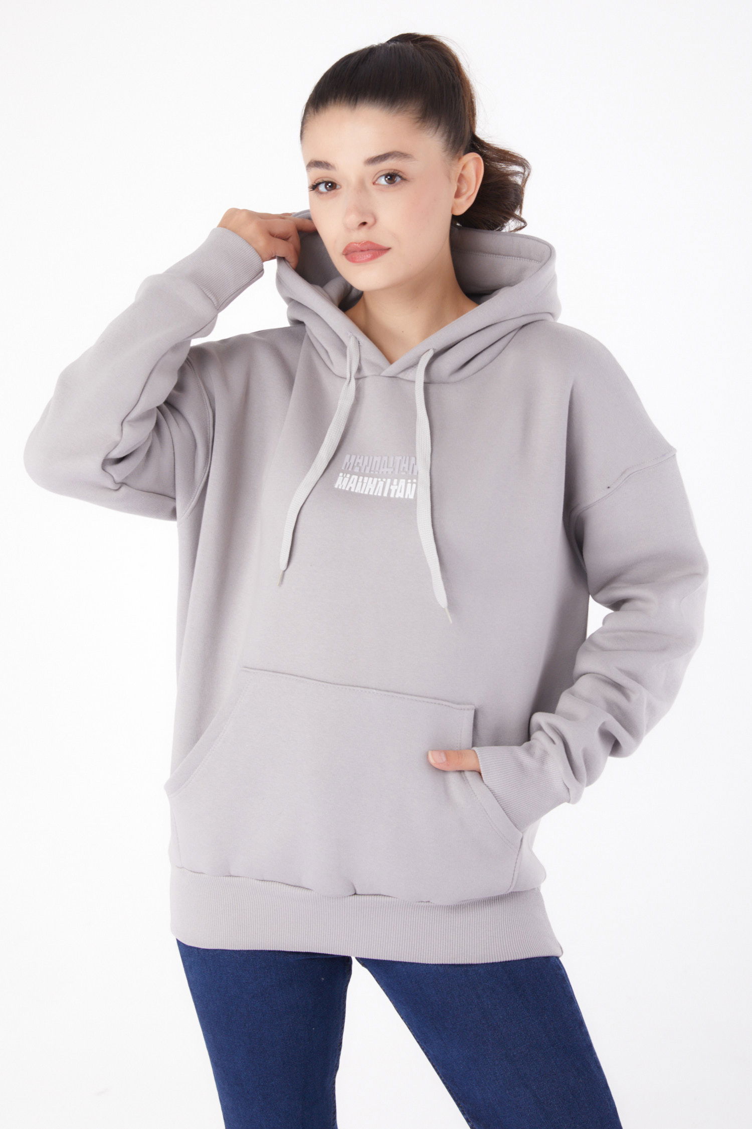 Kapşonlu Sweat Gri - 26220 - 2