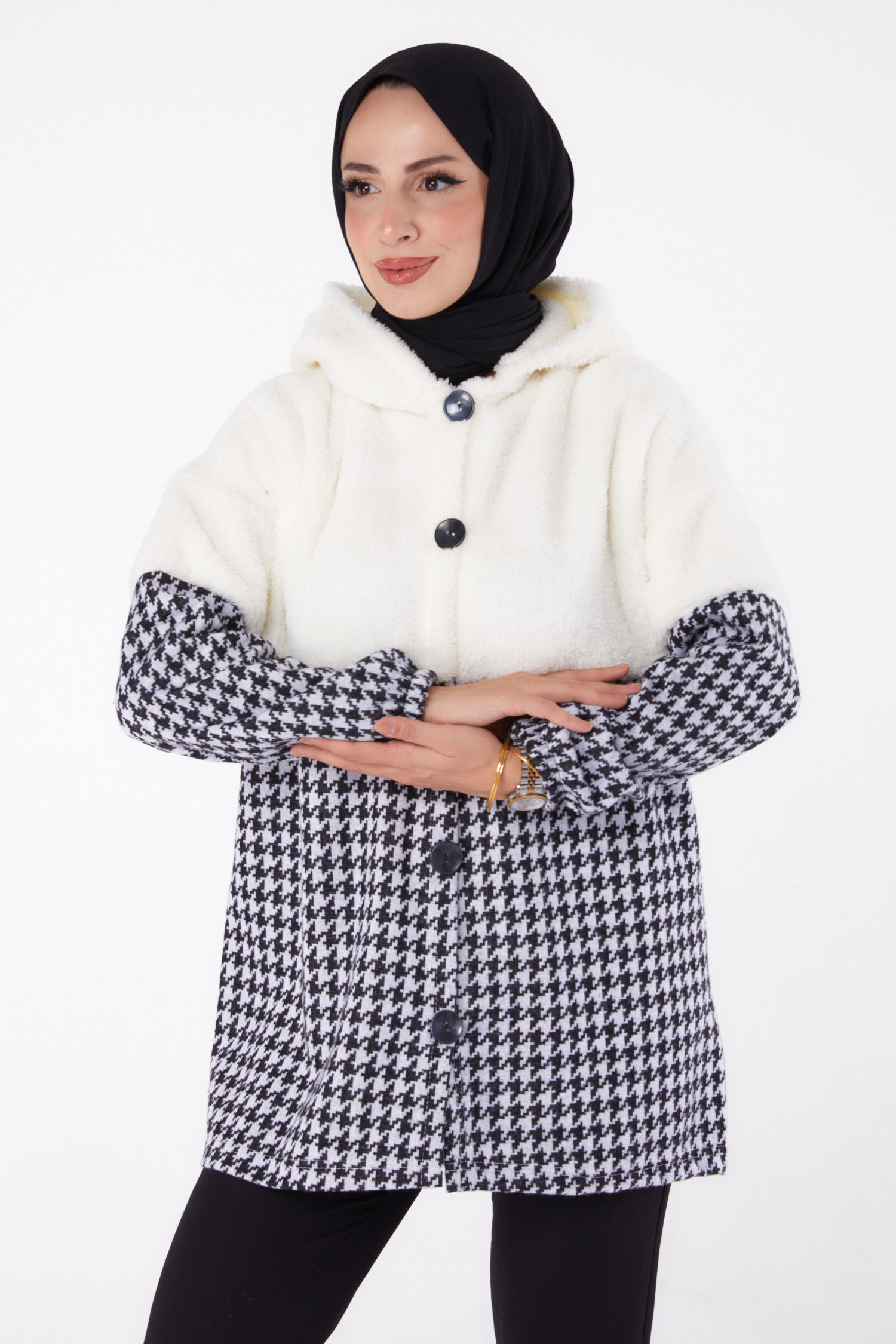 Peluşlu Kısa Kap Gri - 13325 - 2