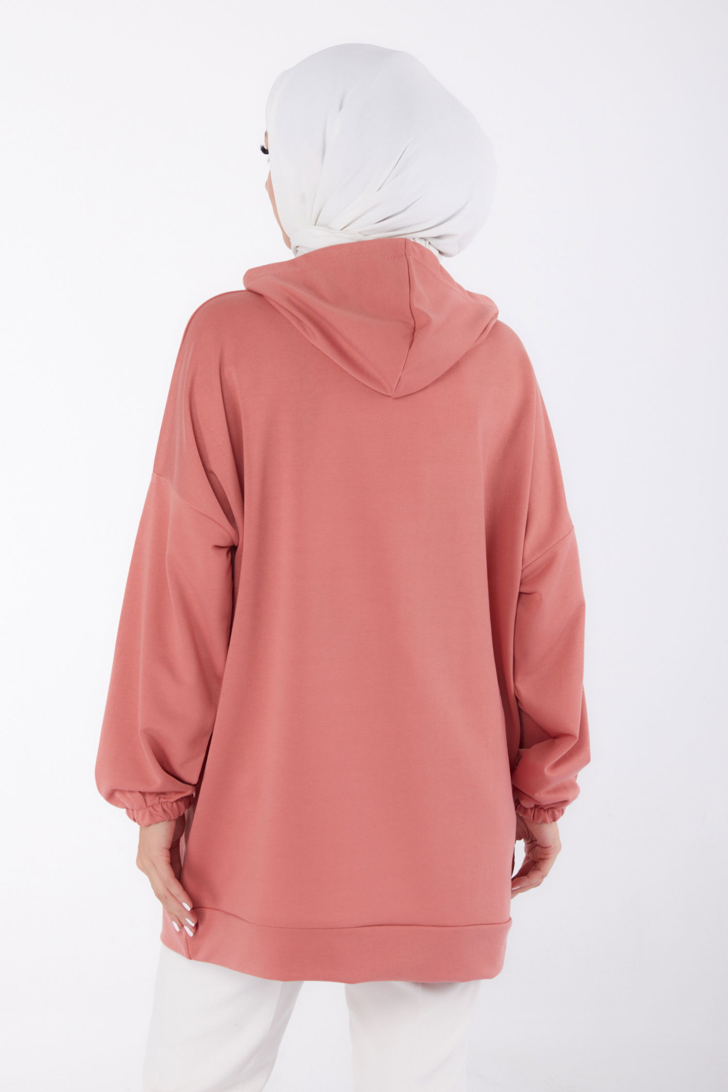 Baskılı Sweatshirt Gül - 13329 - 5