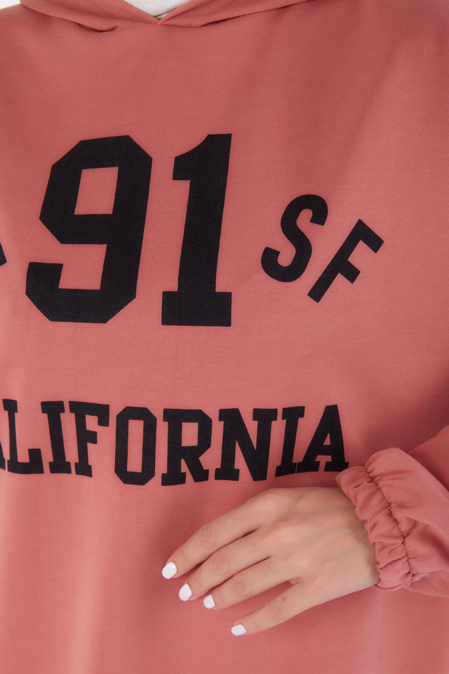 Baskılı Sweatshirt Gül - 13329 - 6