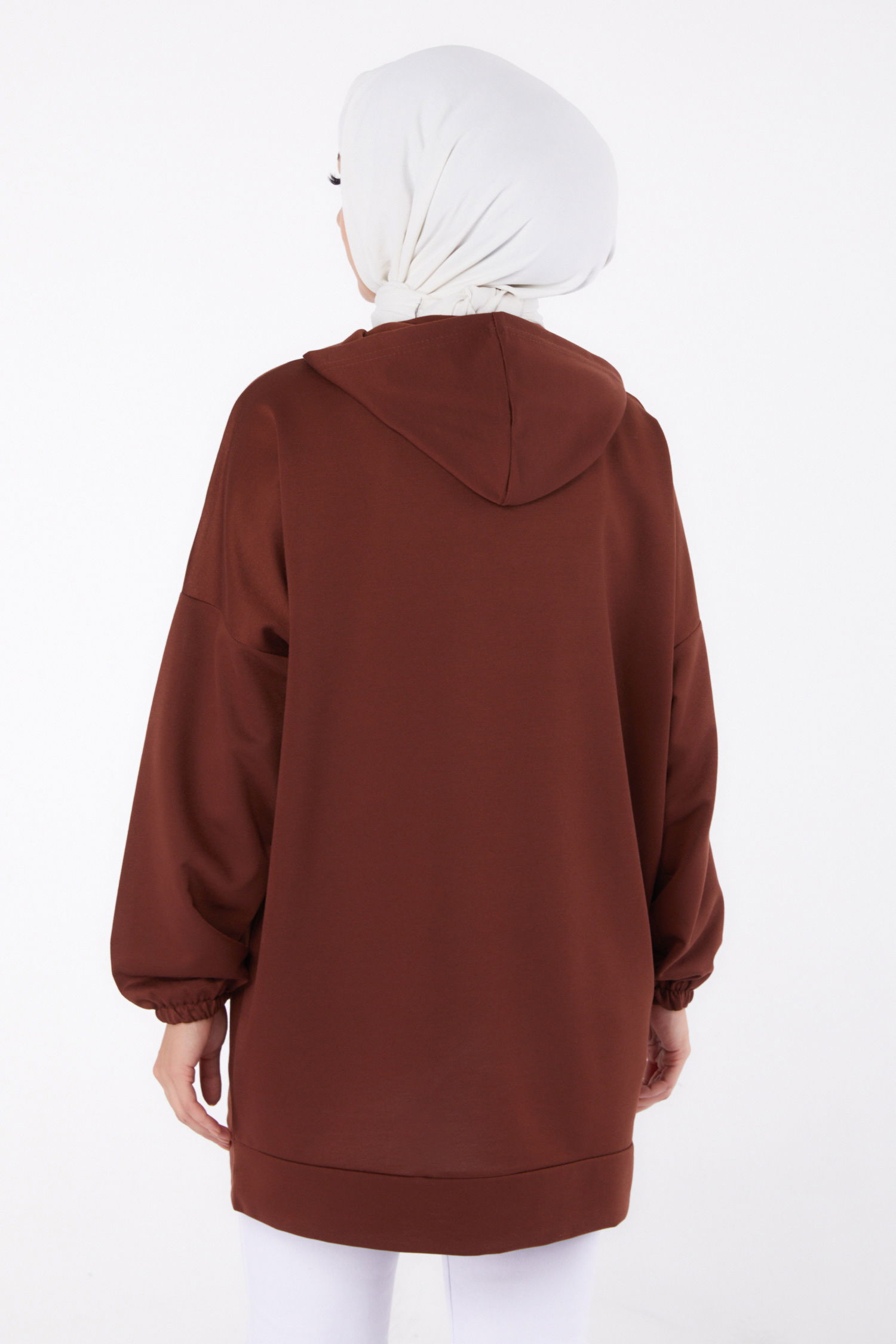 Baskılı Sweatshirt Kahve - 13333 - 4