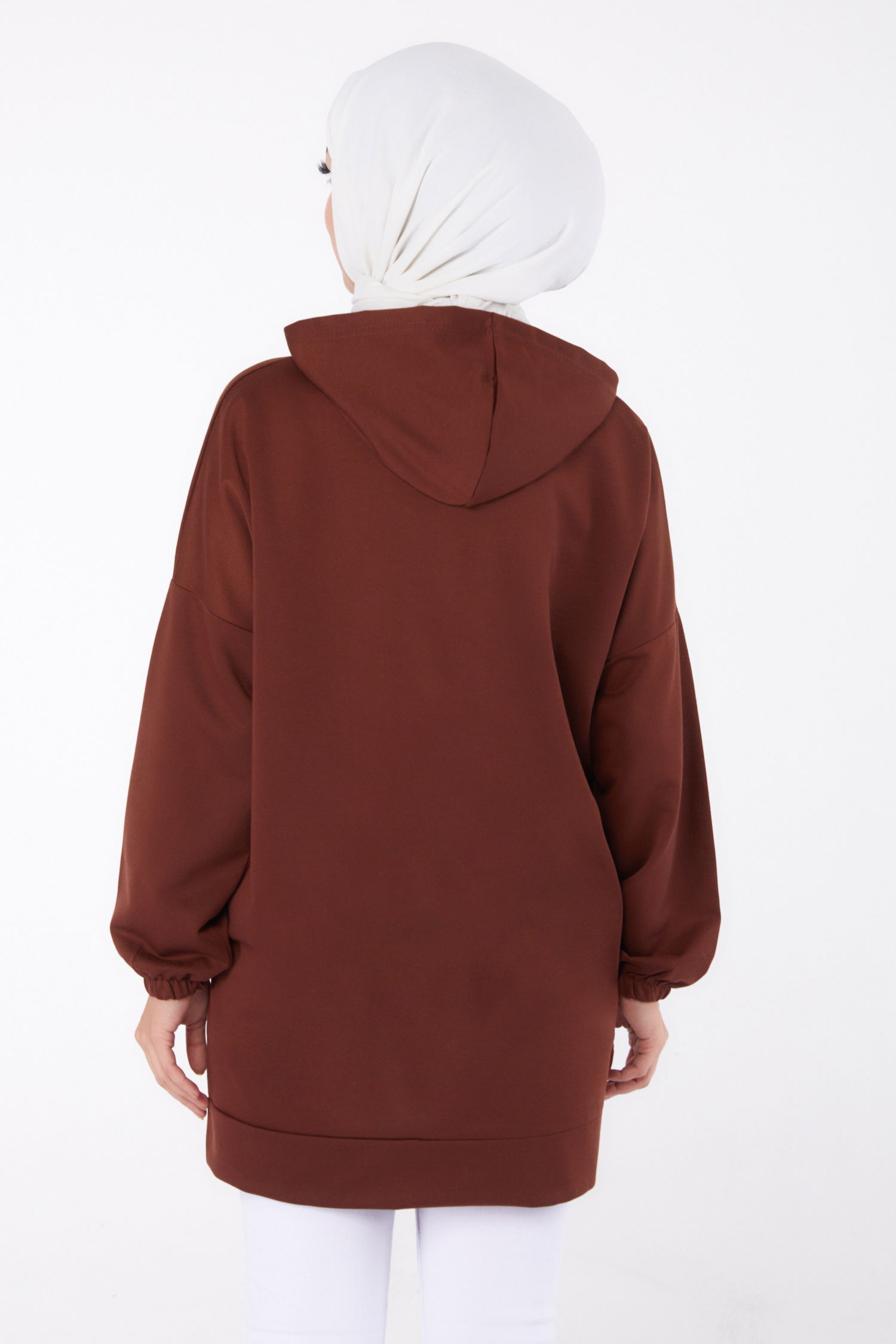 Baskılı Sweatshirt Kahve - 13334 - 4