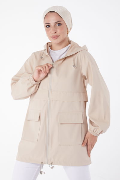 Fermuarlı Mont Krem - 26133 