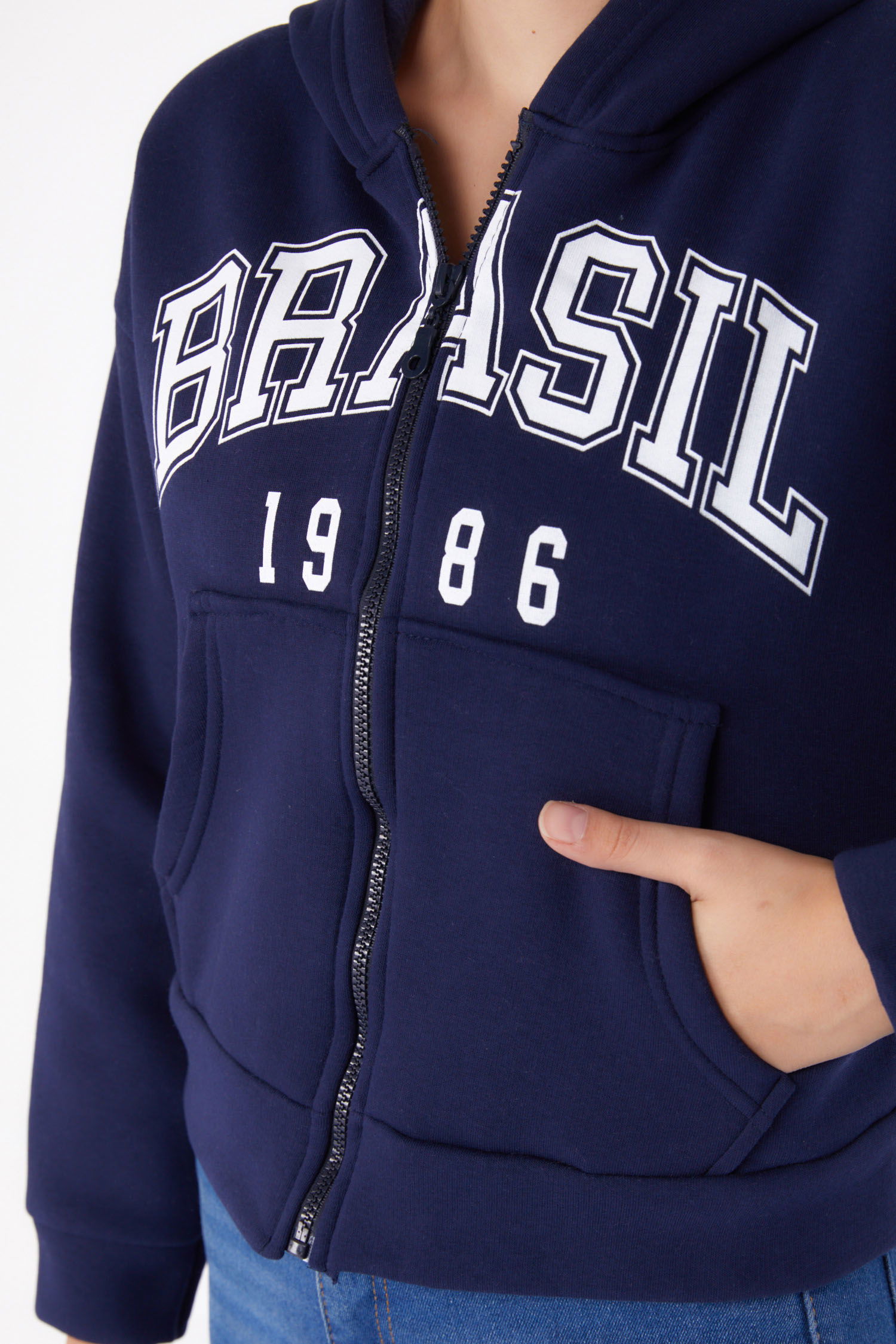 Fermuarlı Crop Sweatshirt Lacivert - 26278 - 6