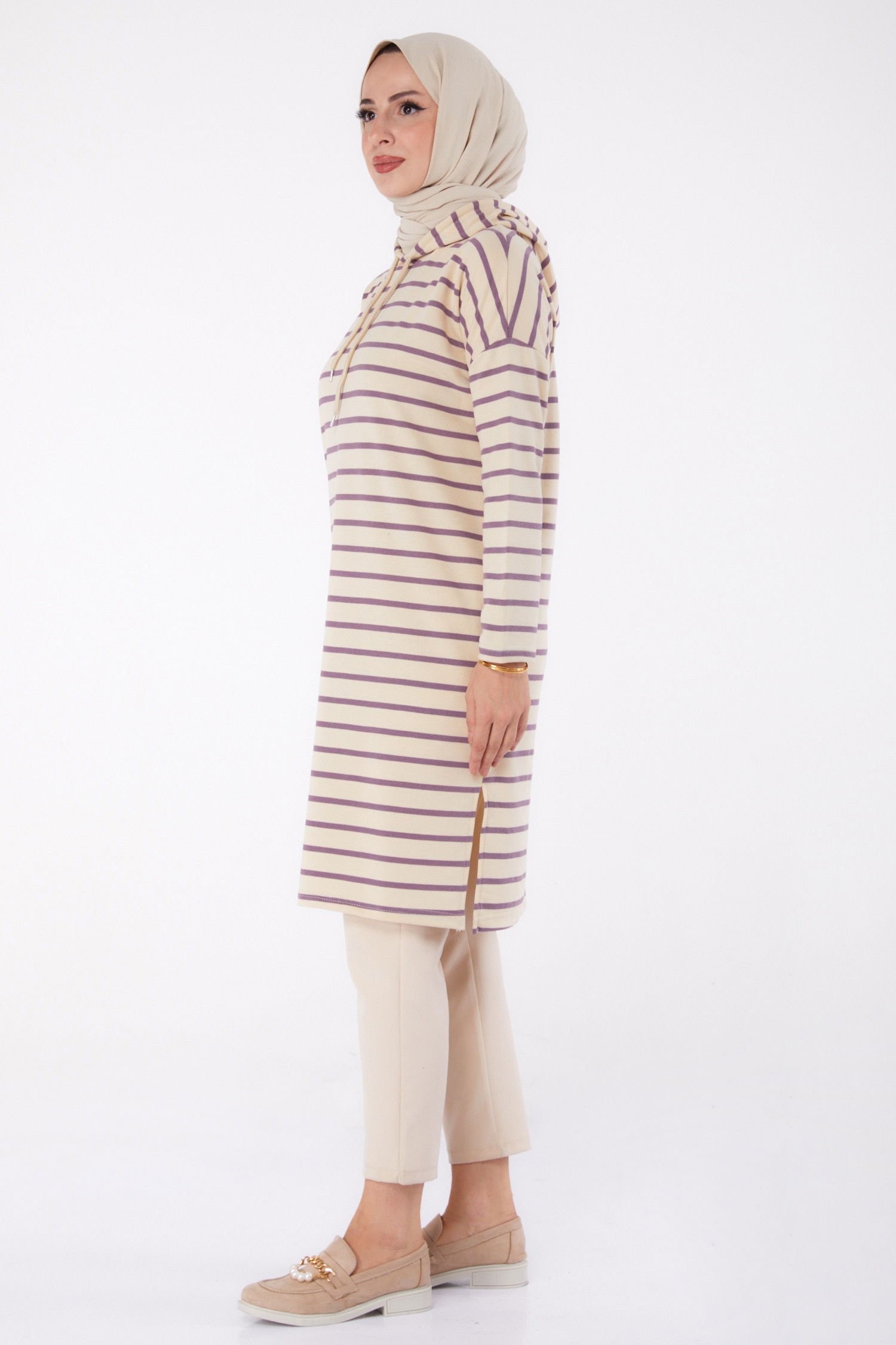 Çizgili Tunik Lila - 26377 - 4
