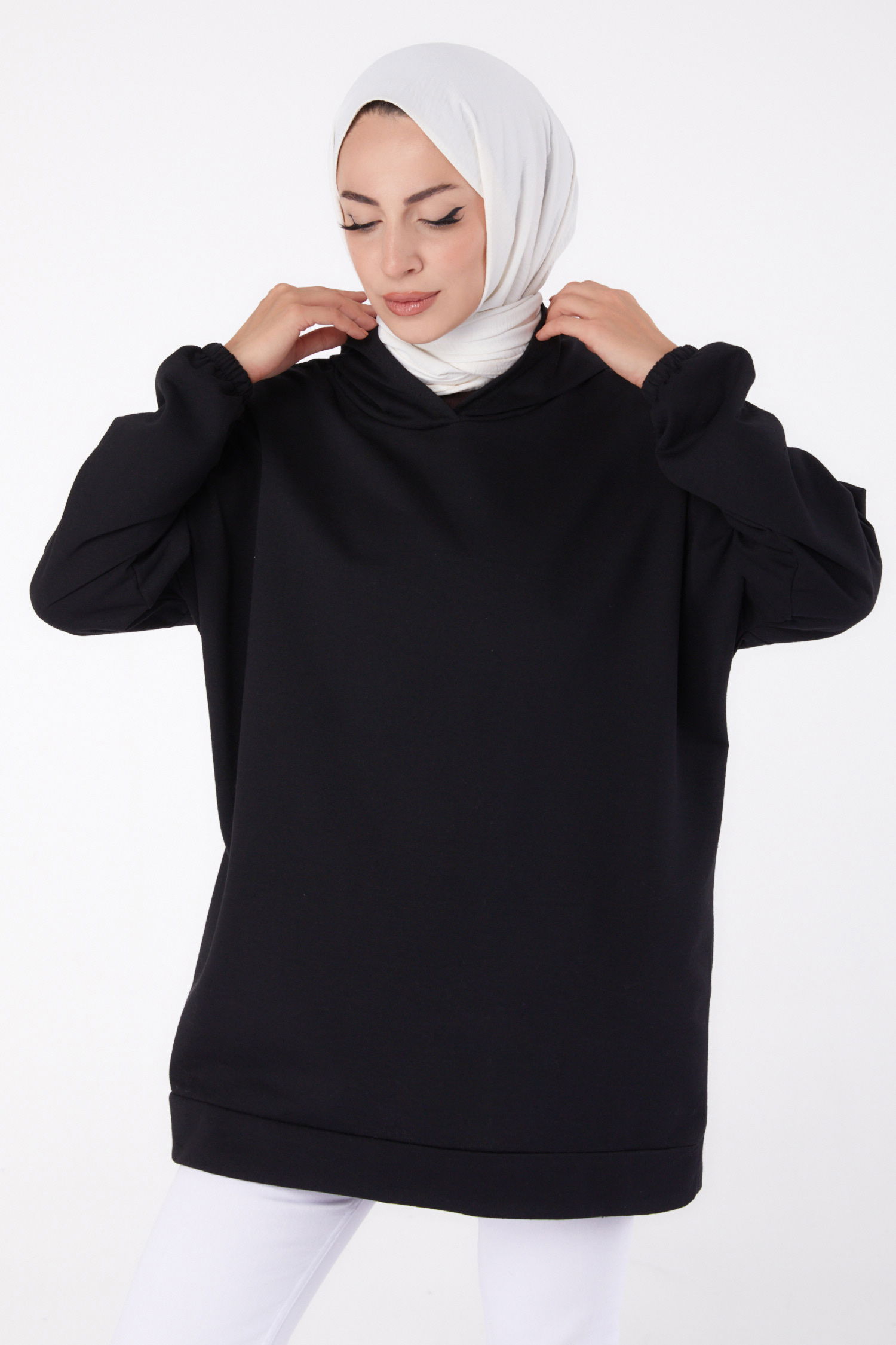 Arkası Baskılı Sweatshirt Siyah - 13327 - 2