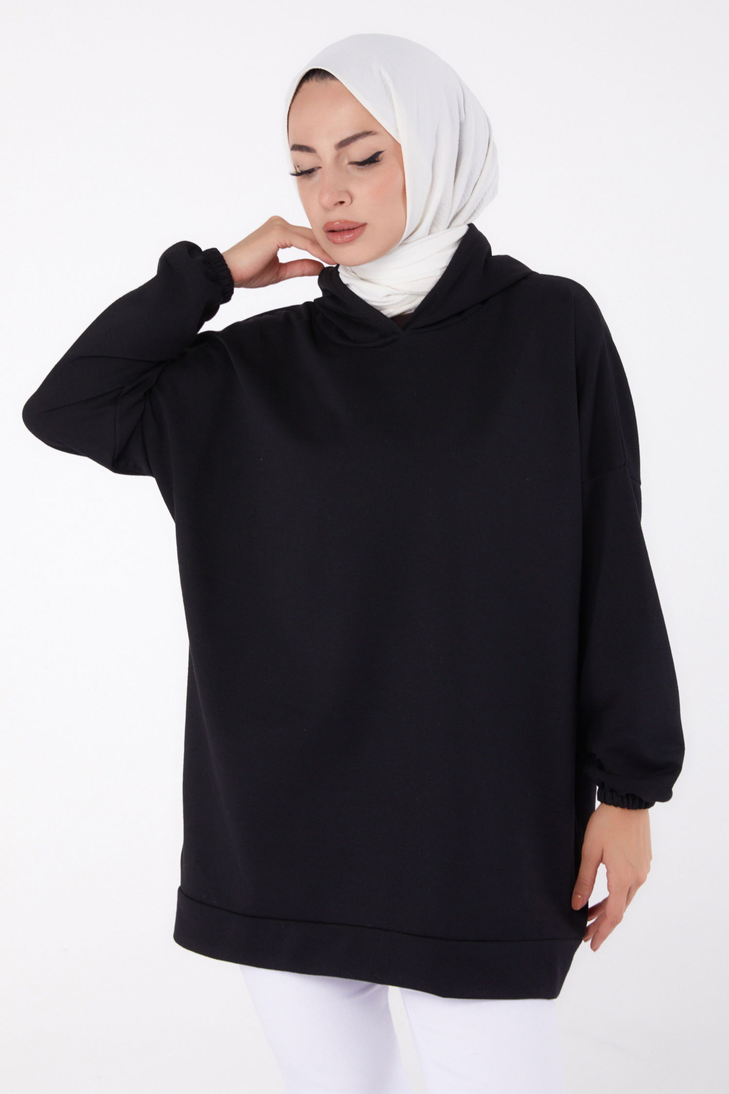 Arkası Baskılı Sweatshirt Siyah - 13327 - 3