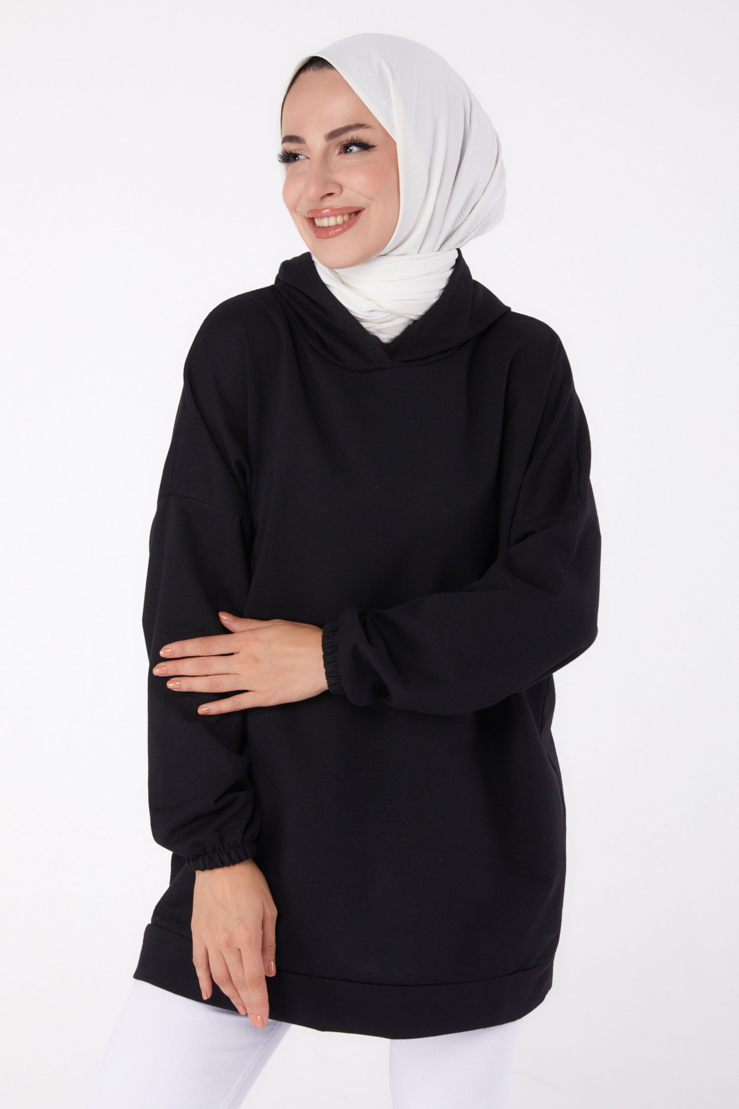 Arkası Baskılı Sweatshirt Siyah - 13327 - 4