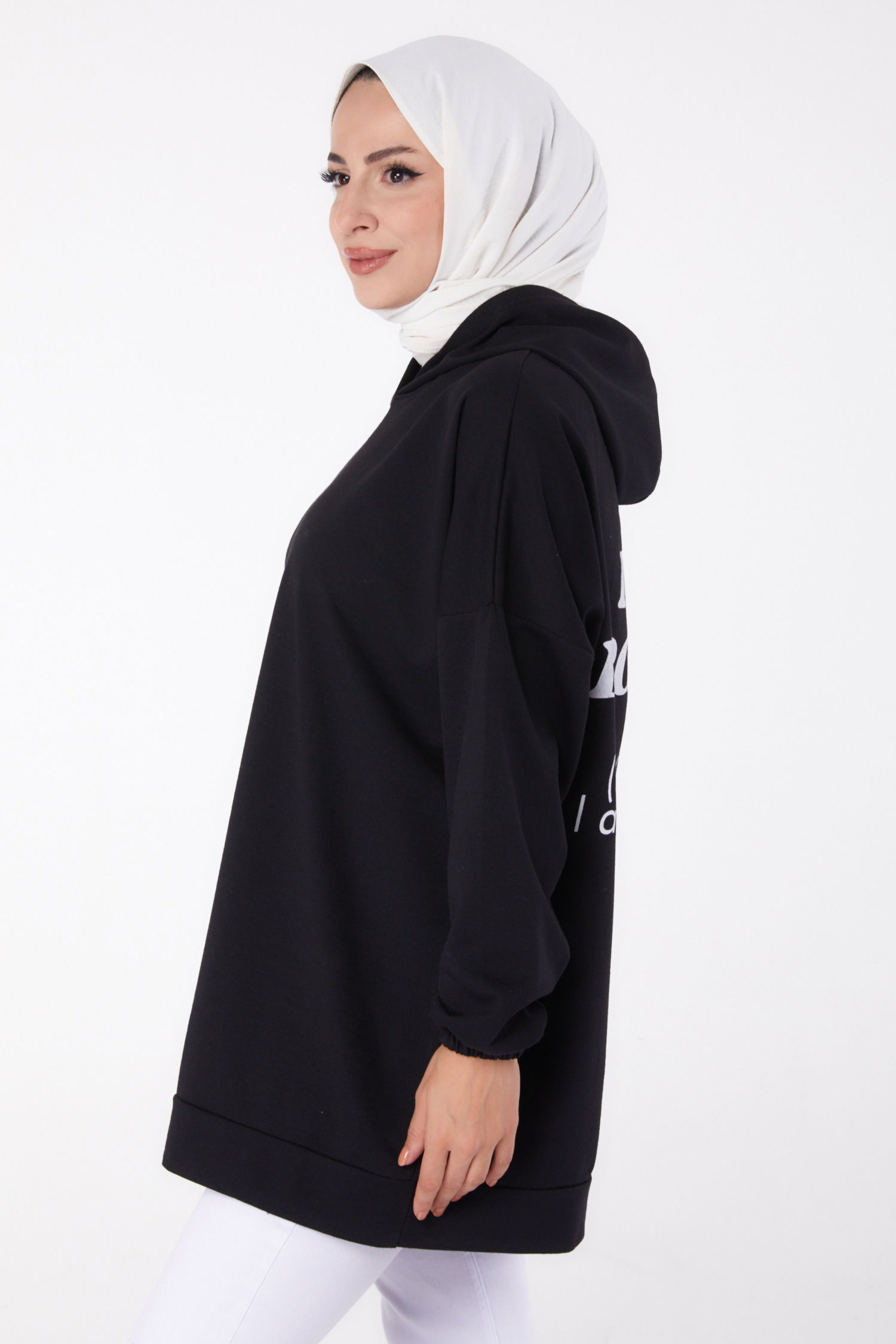 Arkası Baskılı Sweatshirt Siyah - 13327 - 5