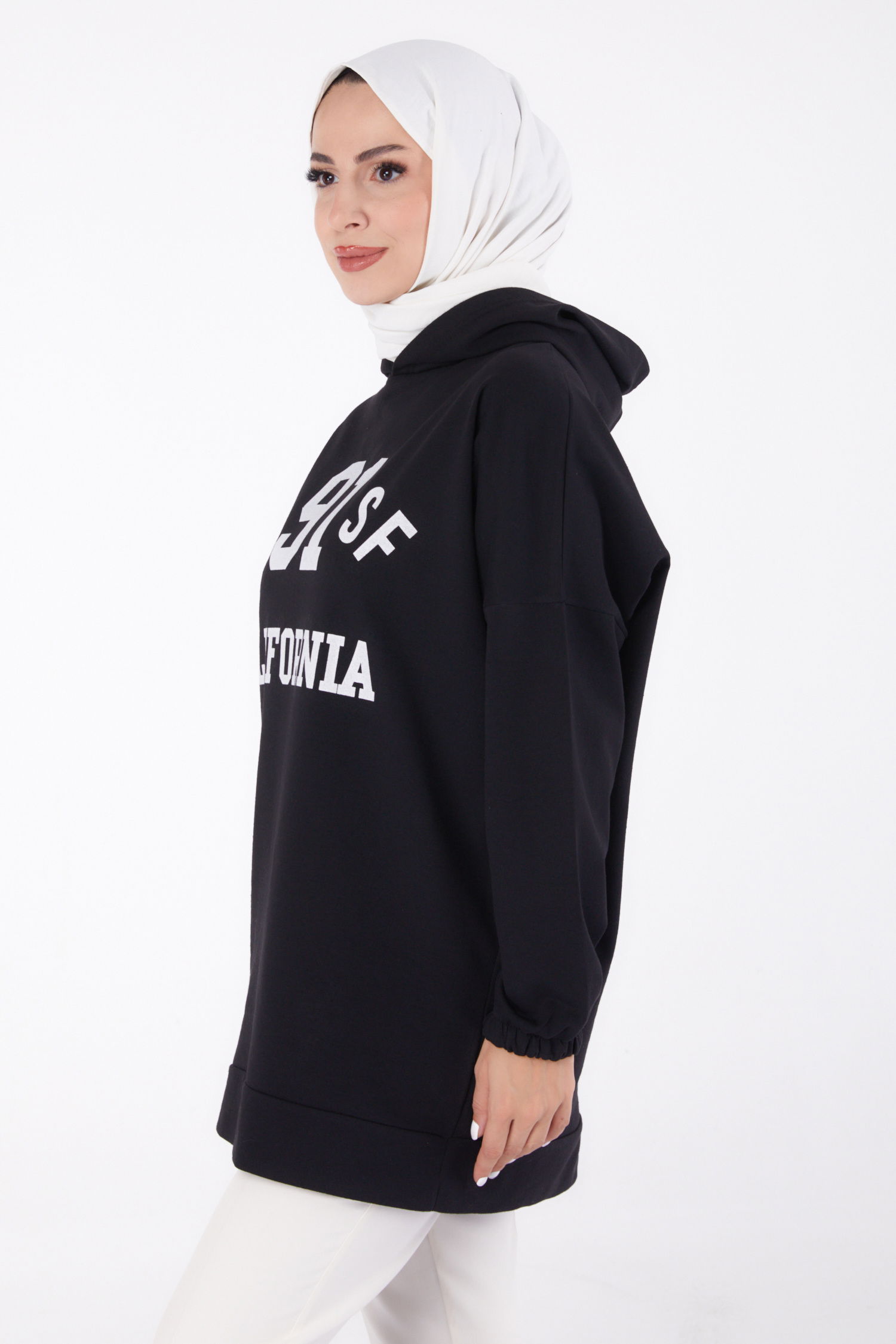 Baskılı Sweatshirt Siyah - 13329 - 4