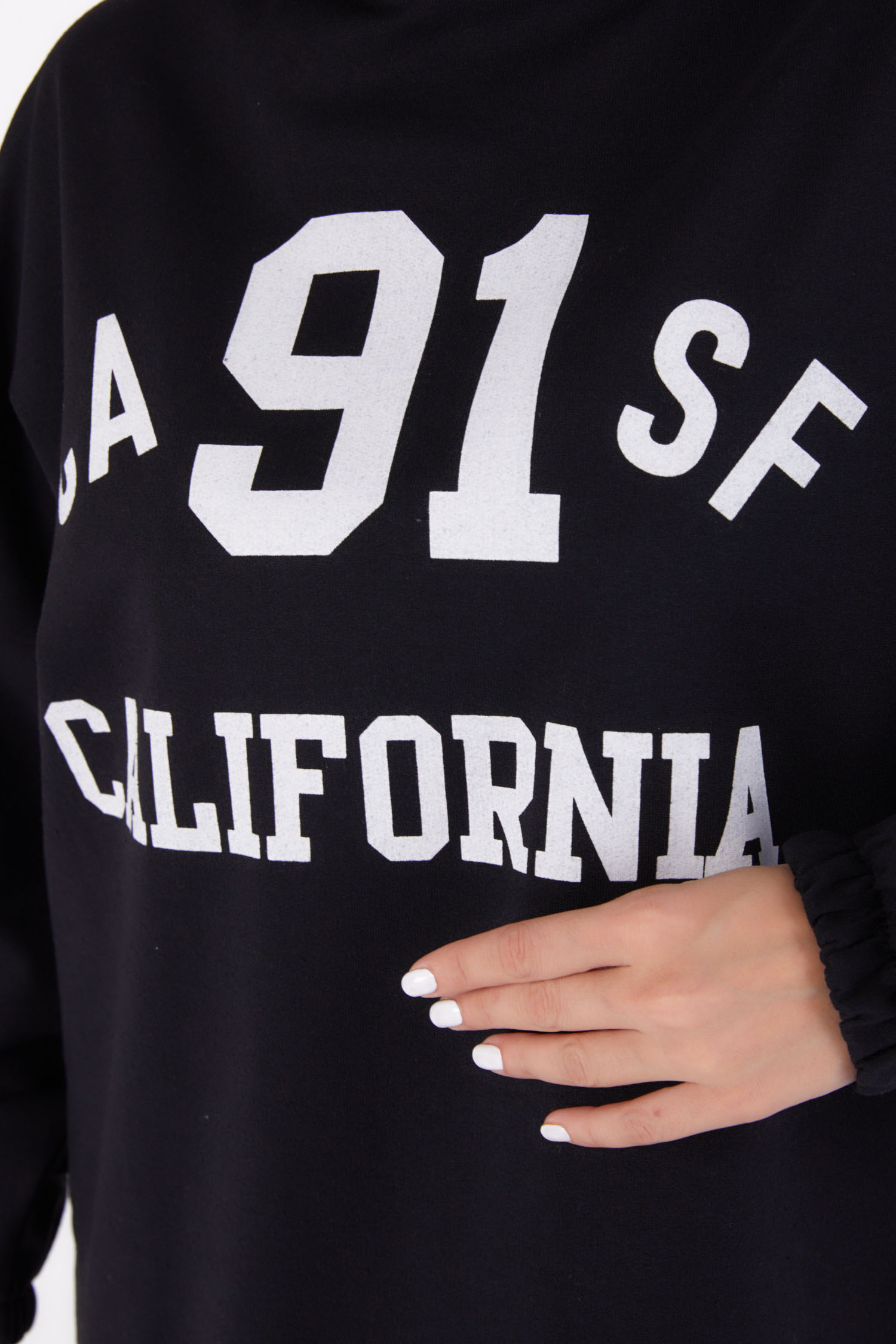 Baskılı Sweatshirt Siyah - 13329 - 6