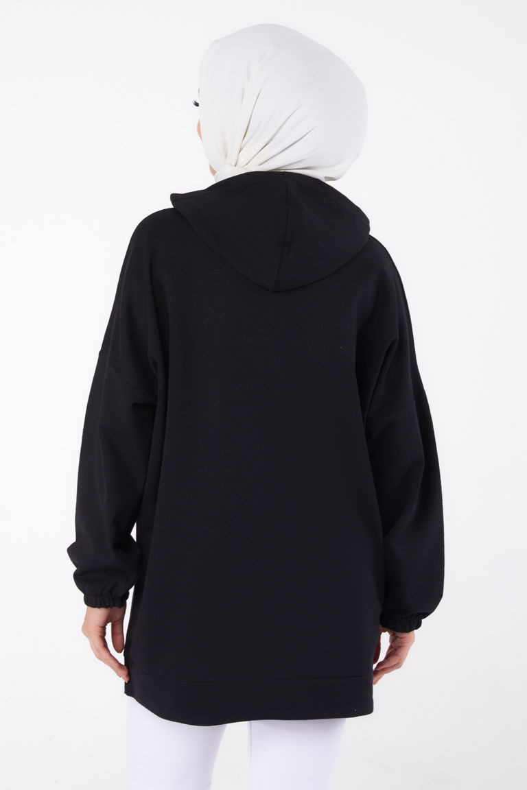 Baskılı Sweatshirt Siyah - 13333 - TOFİSA