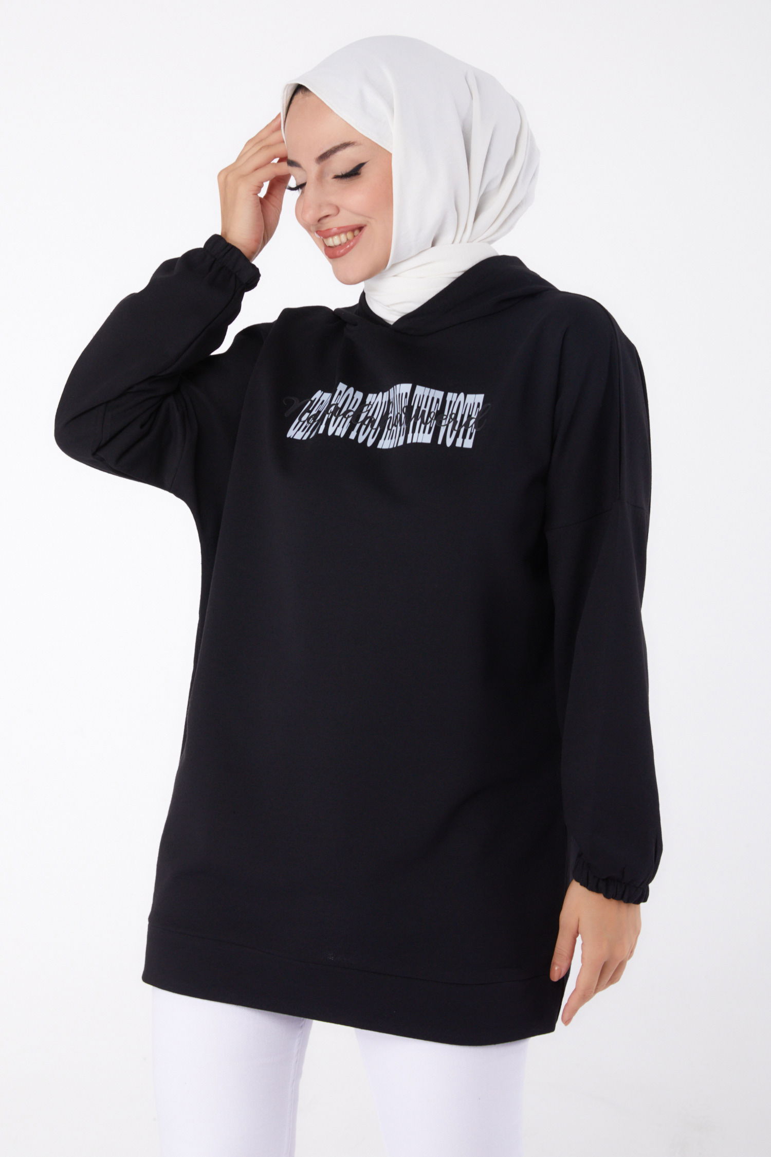 Baskılı Sweatshirt Siyah - 13334 - 2