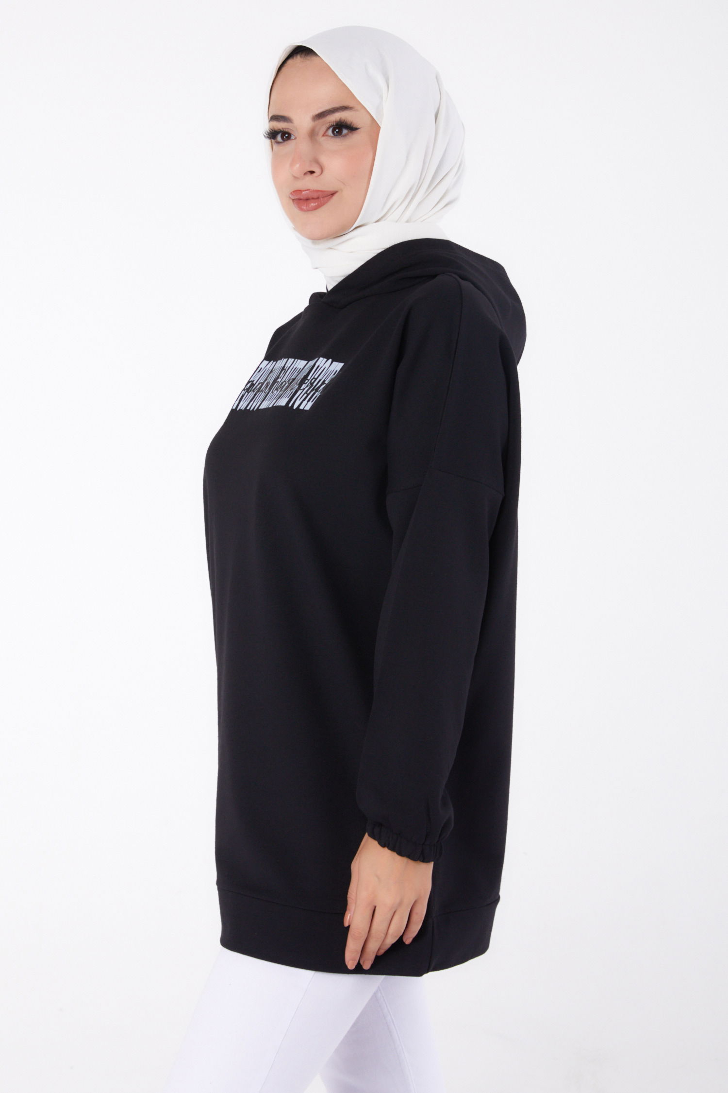 Baskılı Sweatshirt Siyah - 13334 - 3