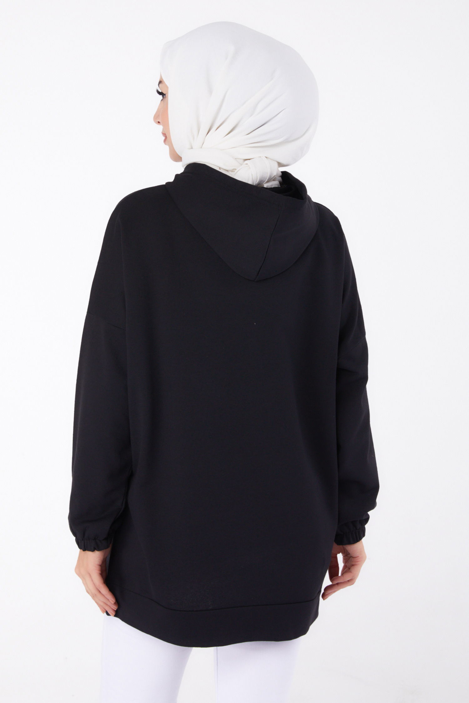 Baskılı Sweatshirt Siyah - 13334 - 4