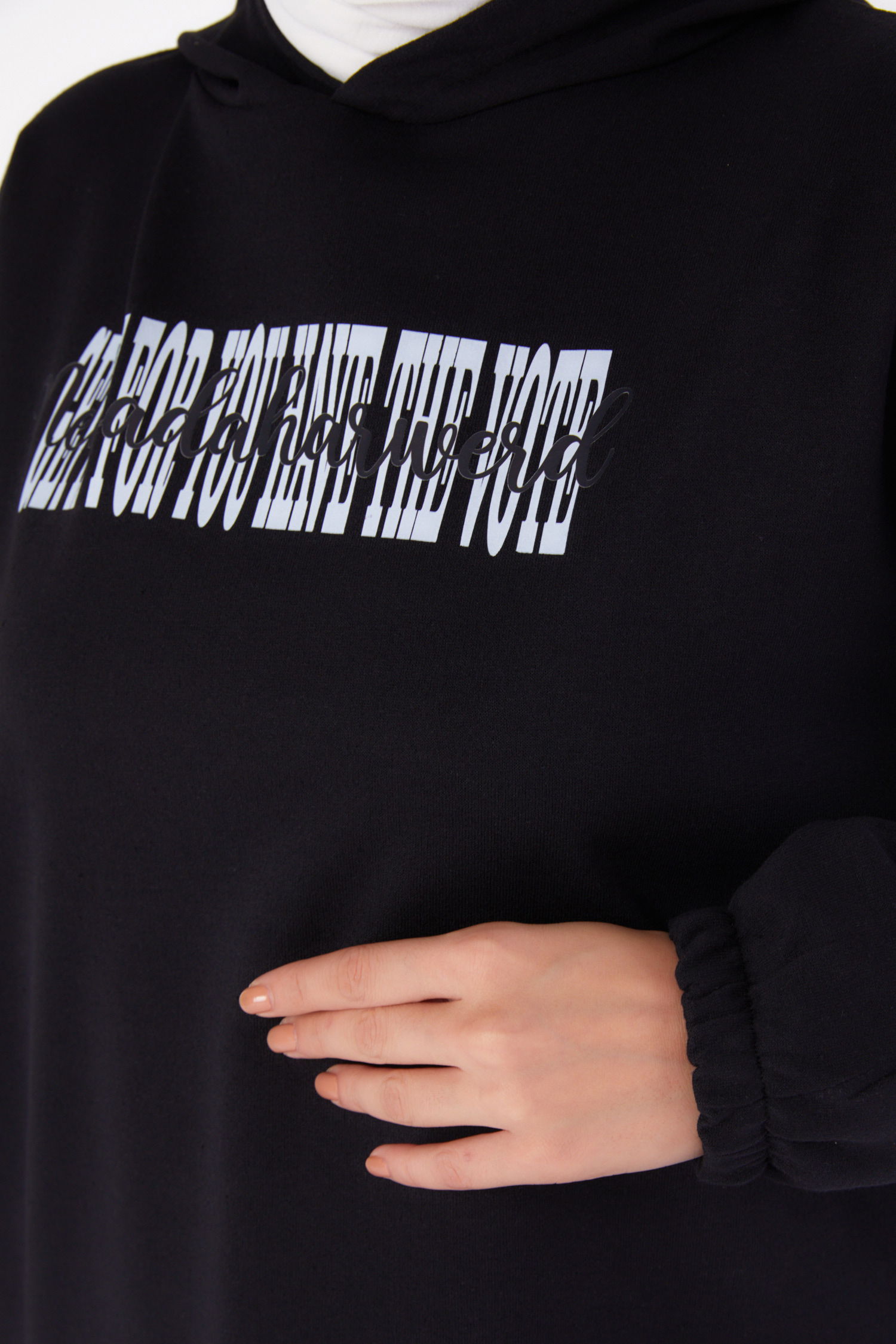 Baskılı Sweatshirt Siyah - 13334 - 5